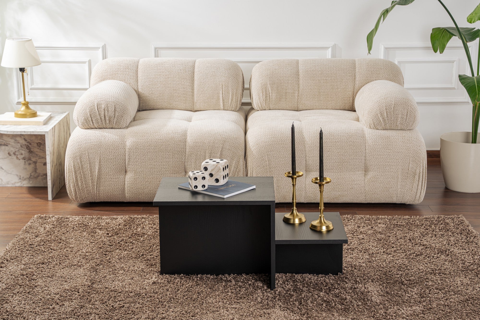 Mesa de Centro Preta Elegante, 80 x 40 x 40 cm | Painel de Partículas 100% Revestido em Melamina, 18 mm de Espessura | Design Moderno para Sala de Estar e Lounge