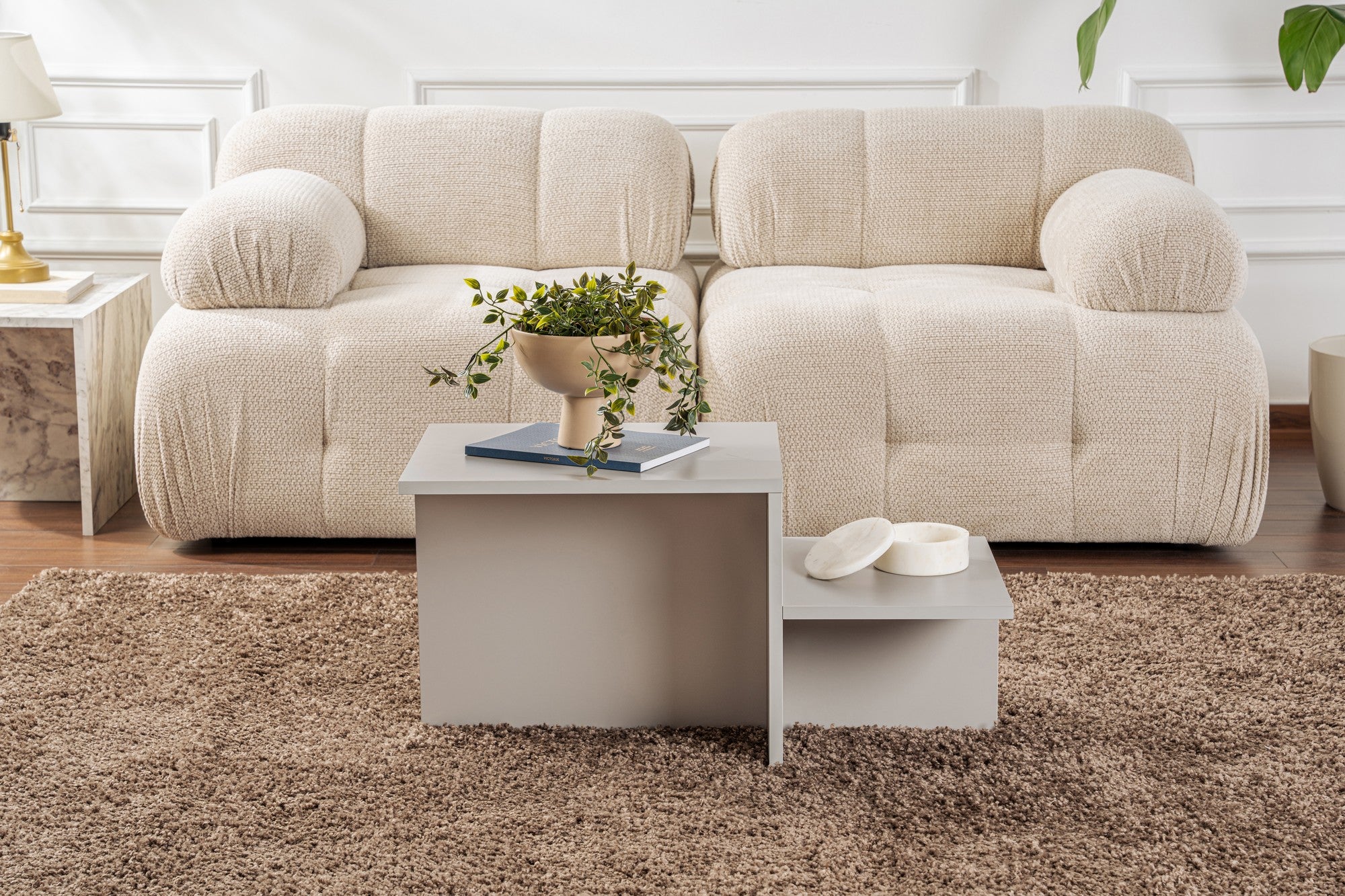 Mesa de Centro Cinza Elegante, 80 x 40 x 40 cm | Painel de Partículas 100% Revestido em Melamina, 18 mm de Espessura | Perfeita para Salas de Estar Modernas e Espaços Aconchegantes