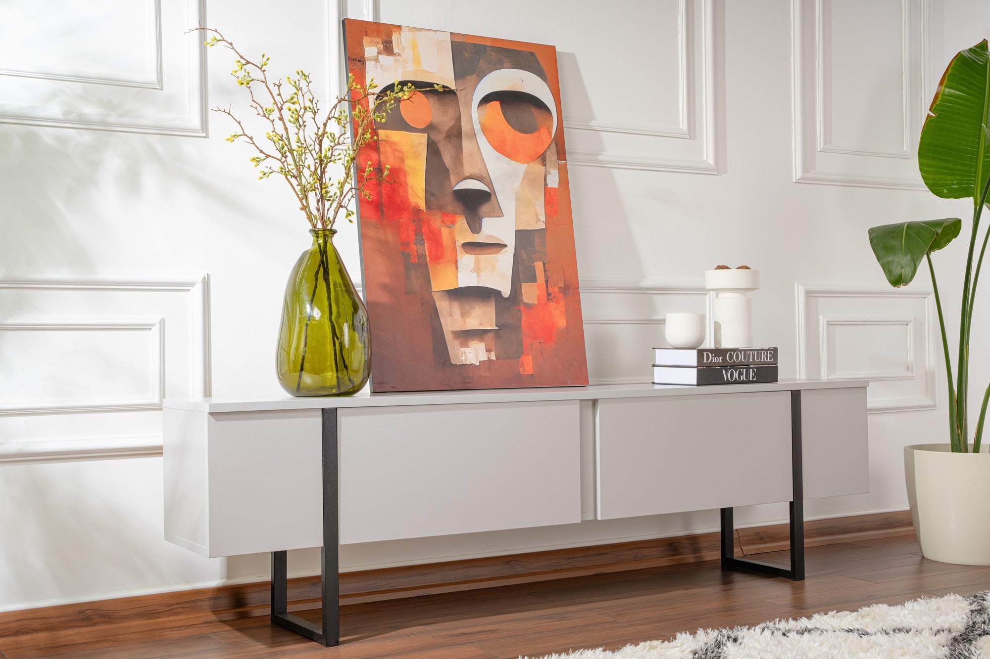 Móvel de TV elegante, cinza e preto, 180 x 50 x 29,5 cm | Painel de partículas 100% revestido de melamina, 18 mm de espessura | Design moderno para salas de estar e espaços de entretenimento