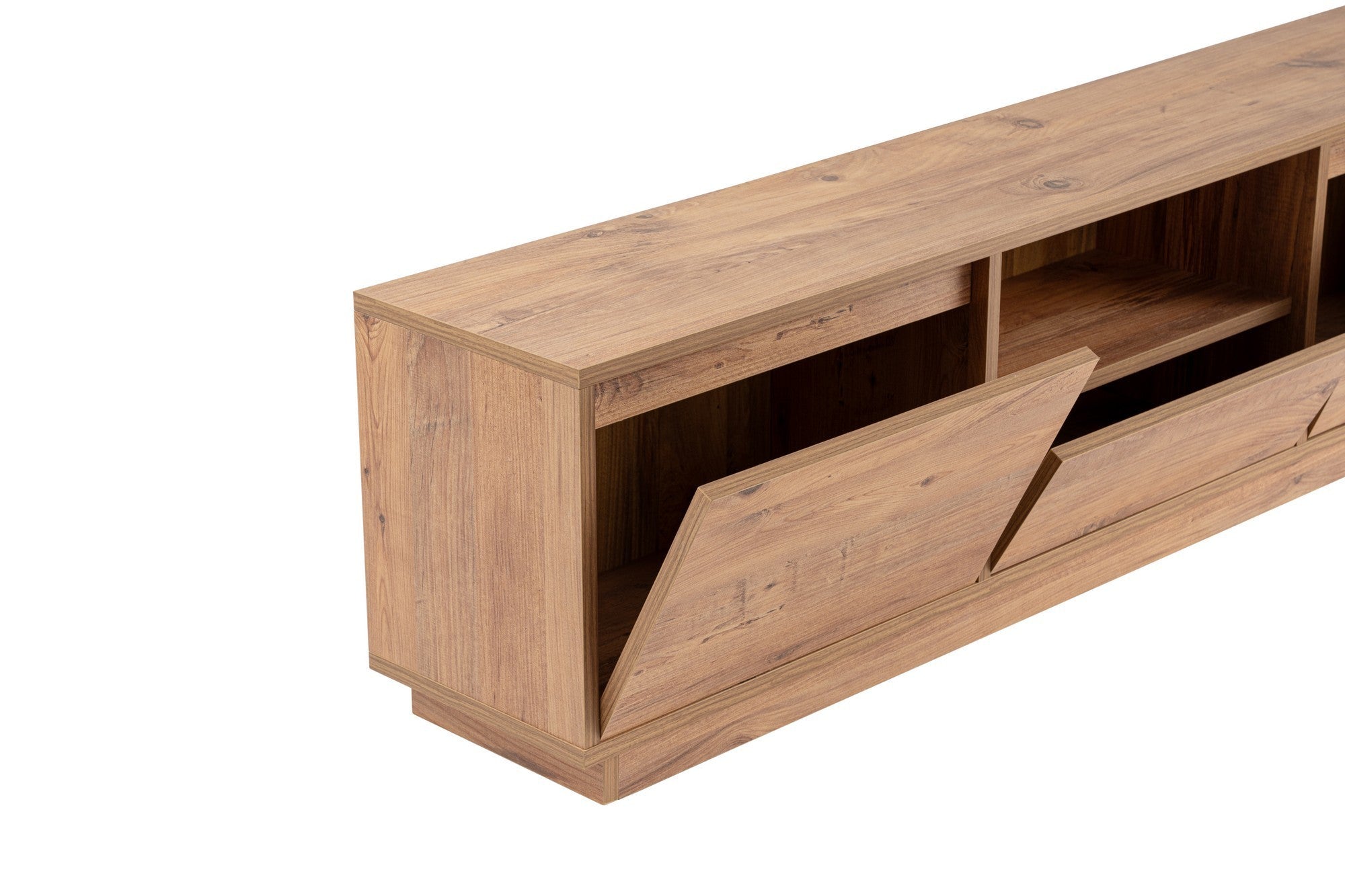 Móvel de TV elegante, pinho atlântico, 160 x 42 x 29,5 cm | Painel de partículas 100% revestido de melamina, 18 mm de espessura | Perfeito para salas de estar e espaços de entretenimento modernos