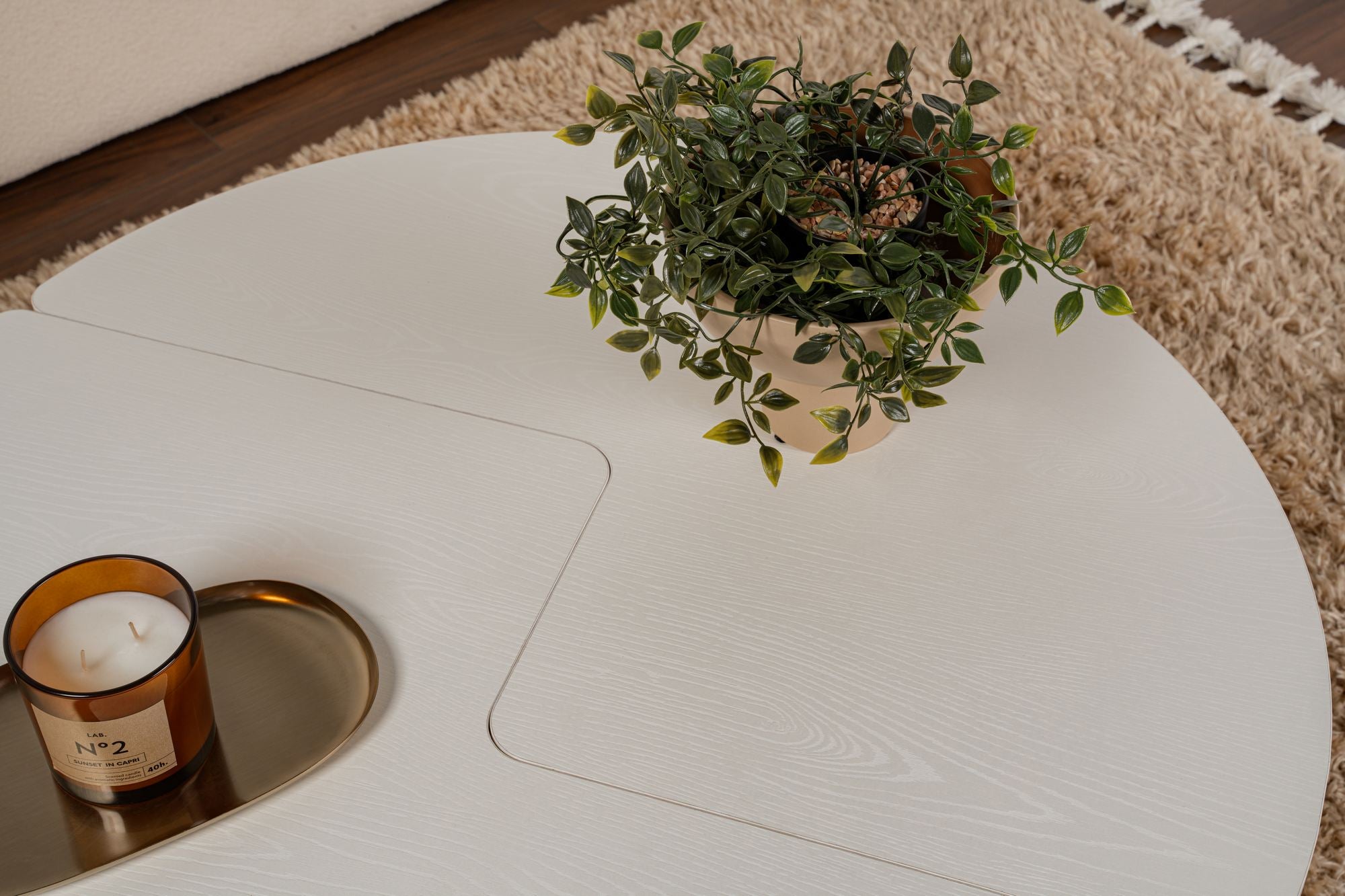 Mesa de Centro Branca Elegante, Ø90 cm, 41 cm de Altura | Painel de Partículas 100% Revestido em Melamina, 18 mm de Espessura | Elegante e Funcional para Espaços Modernos