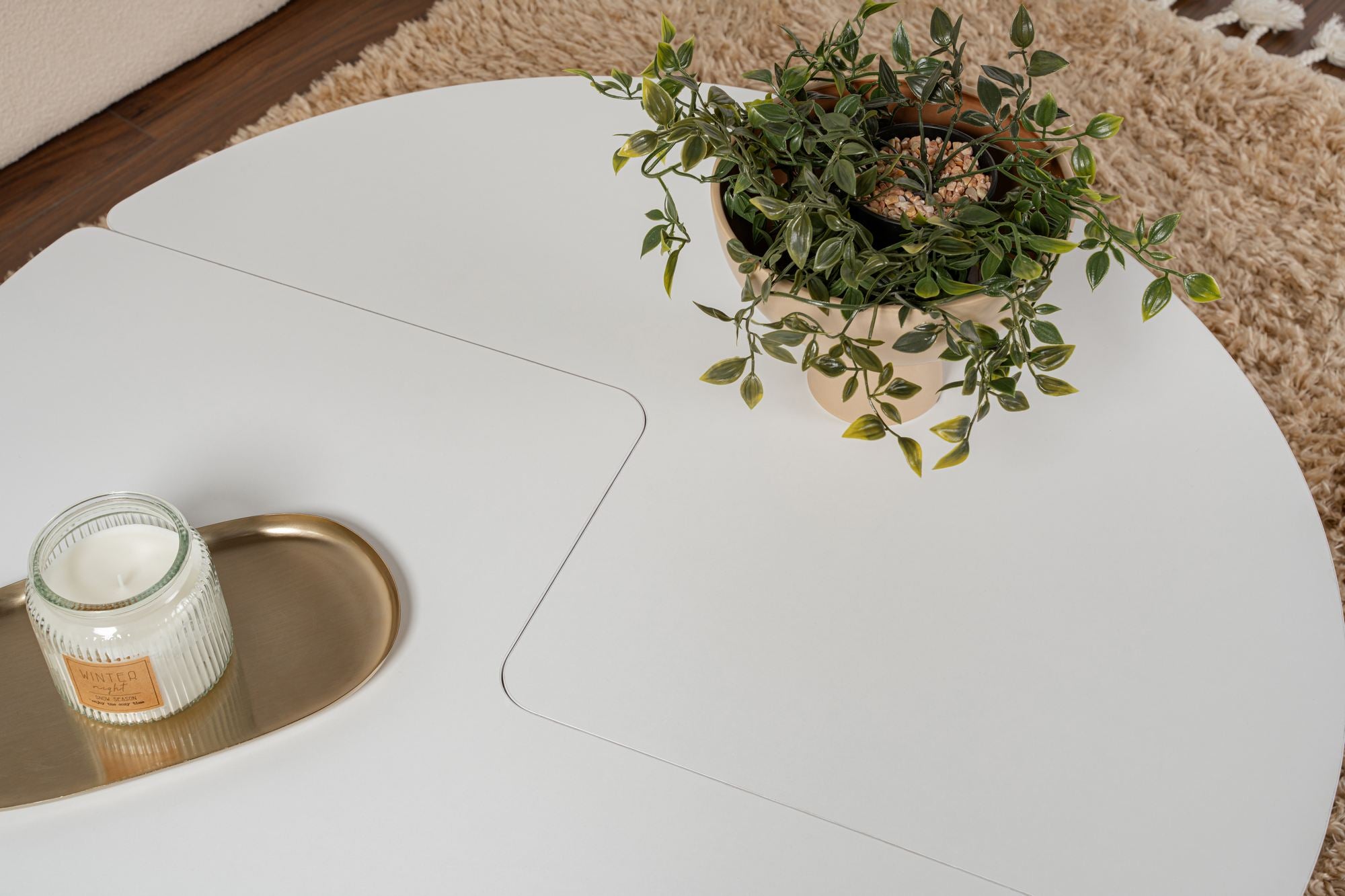 Mesa de Centro Elegante, Branco Natural, Ø90 cm x 41 cm | Painel de Partículas 100% Revestido em Melamina, 18 mm de Espessura | Elegante e Funcional para Espaços Modernos