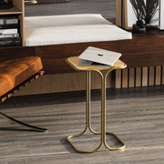 Mesa de Centro – 30 x 52 x 30 cm – Dourado e Natural – 100% Madeira
