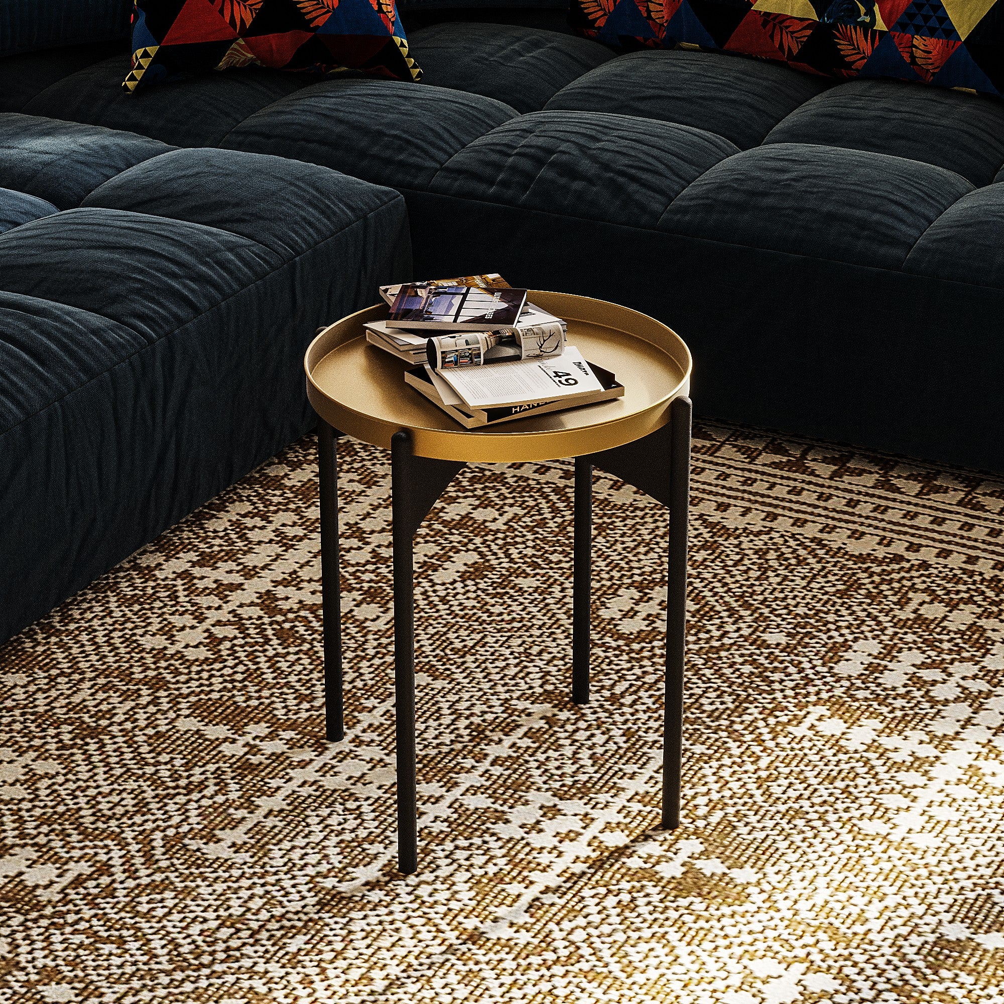 Mesa de Centro – 44x57x44 cm – Preto e Dourado – Metal