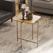 Mesa de Centro – 46 cm x 56 cm x 46 cm – Dourado e Natural – Madeira