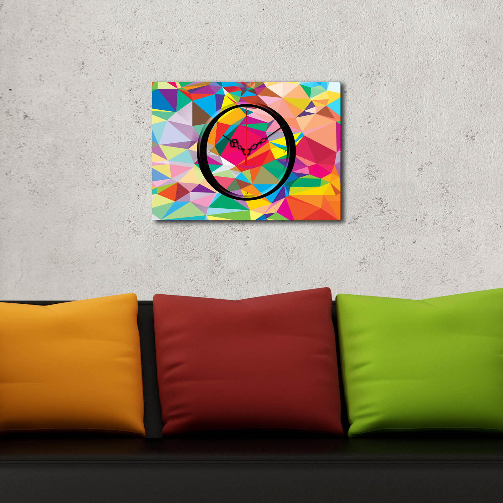 Relógio de Parede Decorativo em Tela Camurça 28x38 cm, Multicolor, Moldura de Madeira 3 cm – 3040CS-90