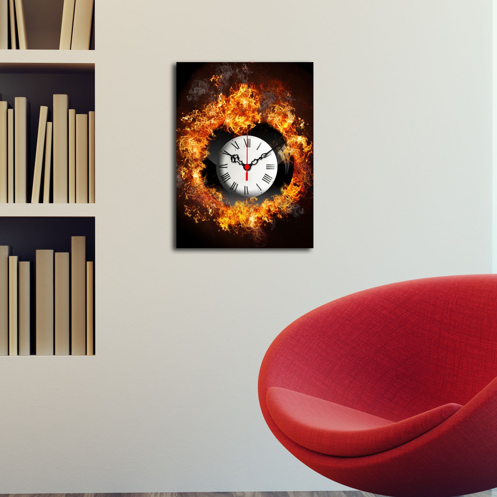 Relógio de Parede Decorativo em Tela Suede 28x38 cm, Multicolor – Moldura de Madeira 3 cm (3040CS-94)