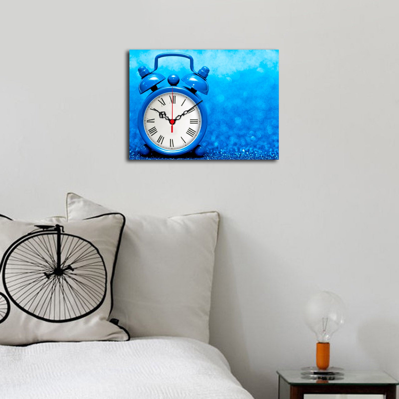 Relógio de Parede Decorativo em Tela Suede Multicolor 28x38 cm com Moldura de Madeira | 3040CS-97