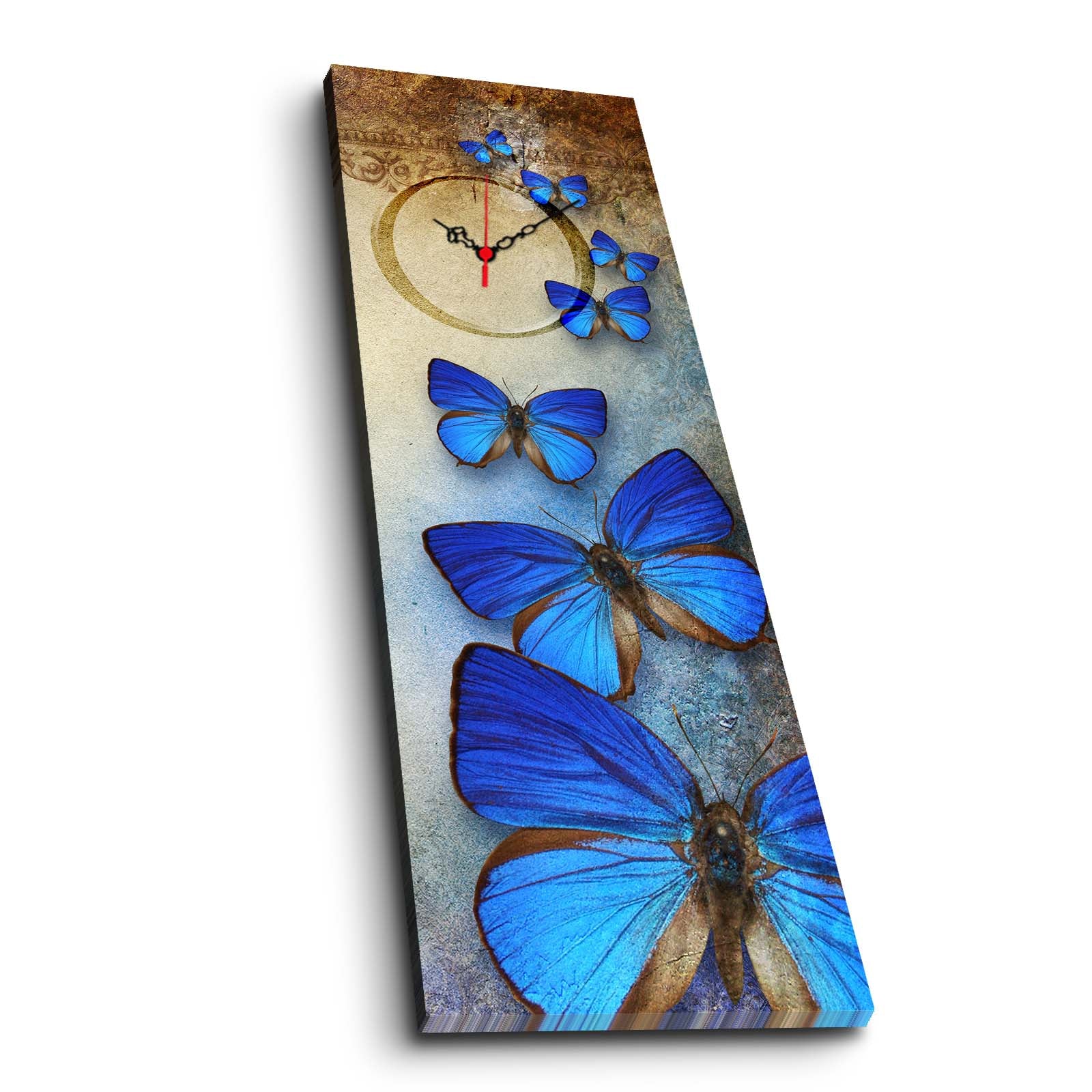 Relógio de parede decorativo elegante em tela, 30 x 90 cm, 100% camurça, estrutura de madeira resistente de 3 cm | Perfeito para decoração de casa e espaços modernos