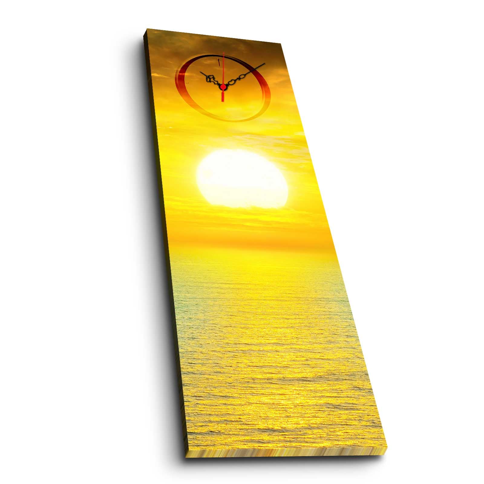 Relógio de Parede em Tela Decorativa 100% Camurça, Multicolorido, 30 x 90 cm, Moldura de Madeira 3 cm — 3090CS-48