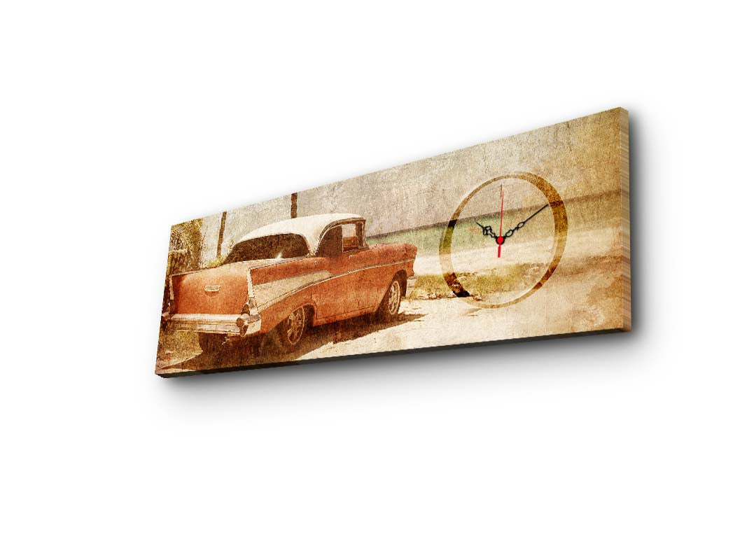 Relógio de Parede Decorativo em Tela Suede 30x90 cm Multicolor 3090CS-50 com Moldura de Madeira (3 cm)