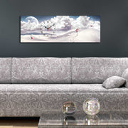 Relógio de Parede Decorativo em Tela Suede 30x90 cm Multicolor com Moldura de Madeira 3 cm – 3090CS-57