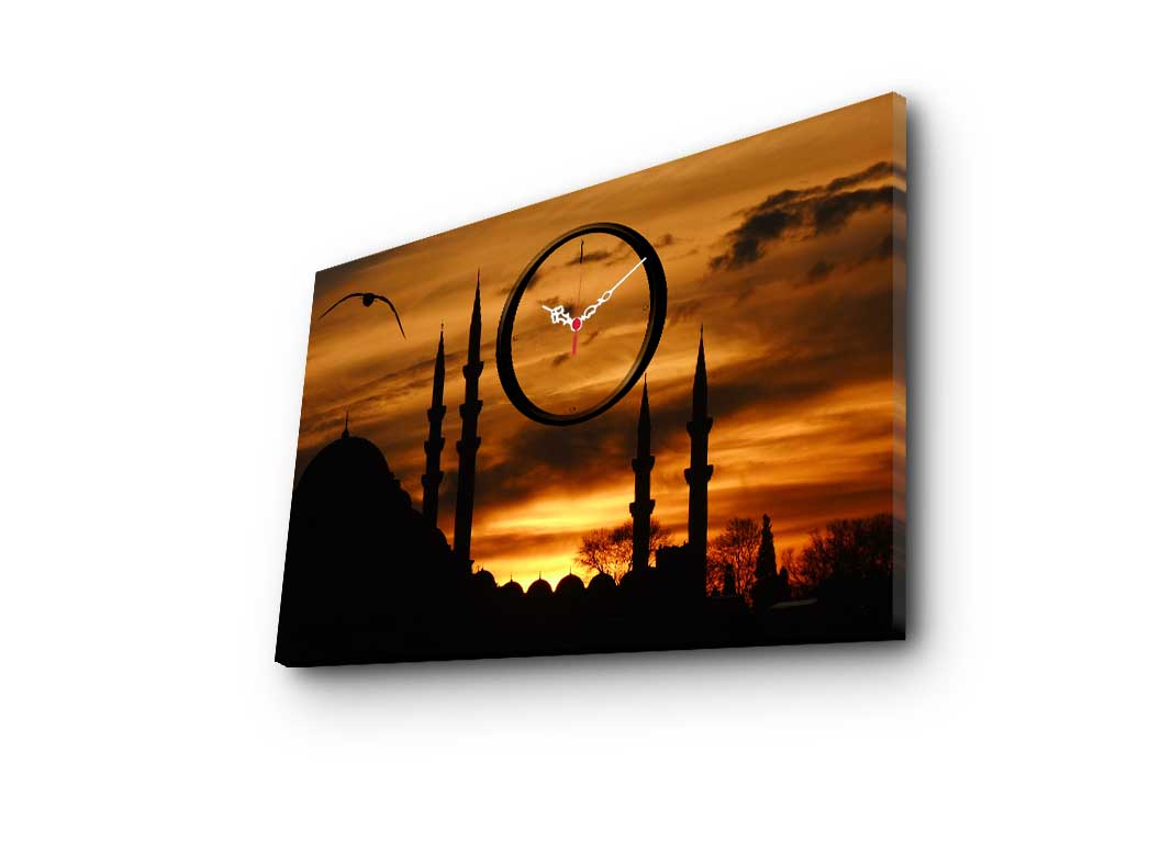 Relógio de Parede Decorativo em Tela Suede Multicolor 45x70 cm – Moldura de Madeira 3 cm