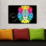 Relógio de Parede Decorativo em Tela Suede Multicolor 45x70 cm, Moldura de Madeira 3 cm – 5070CS-83