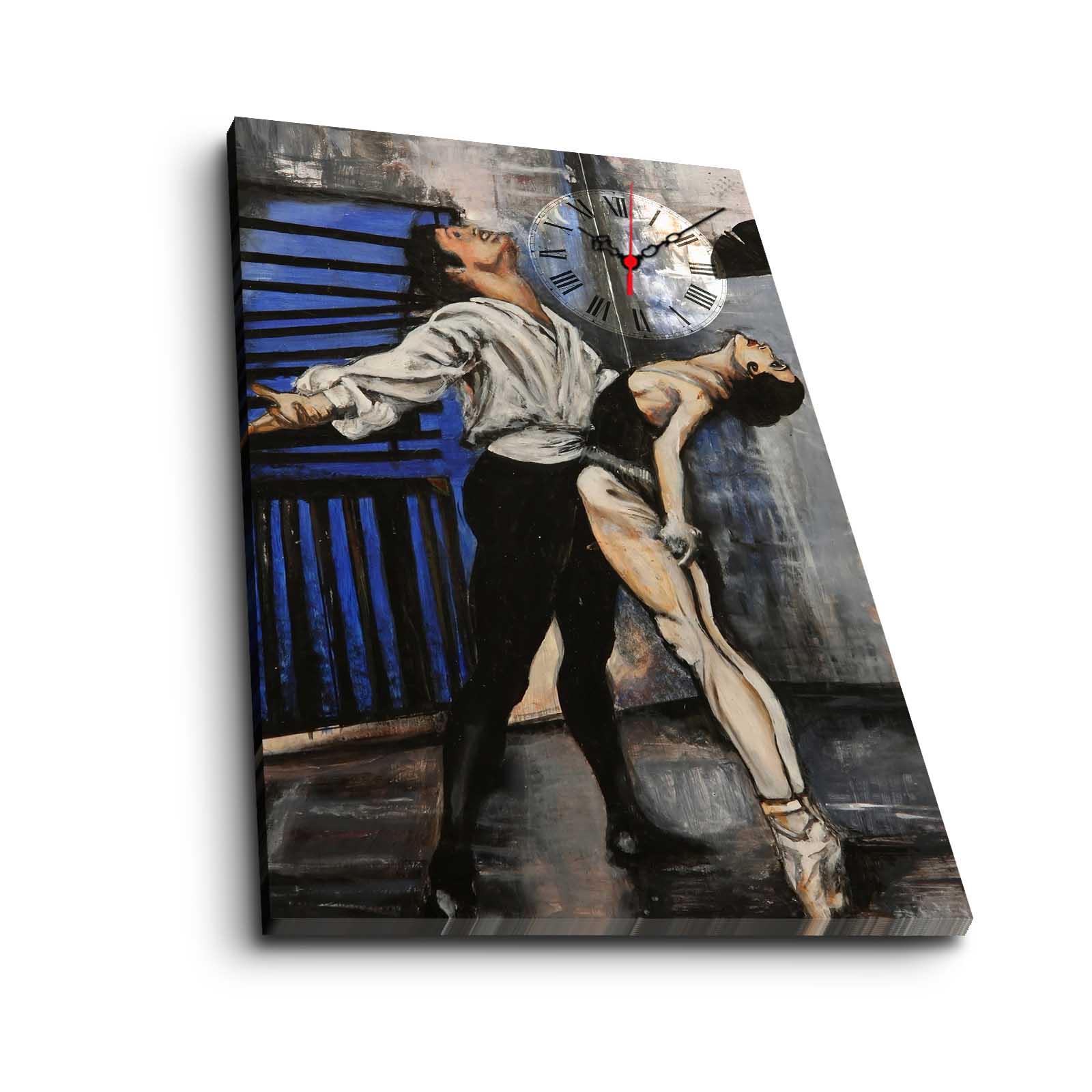Relógio de Parede em Tela Decorativa 45x70 cm, Multicolor, Canvas Camurça 100%, Moldura de Madeira 3 cm | 5070CS-85
