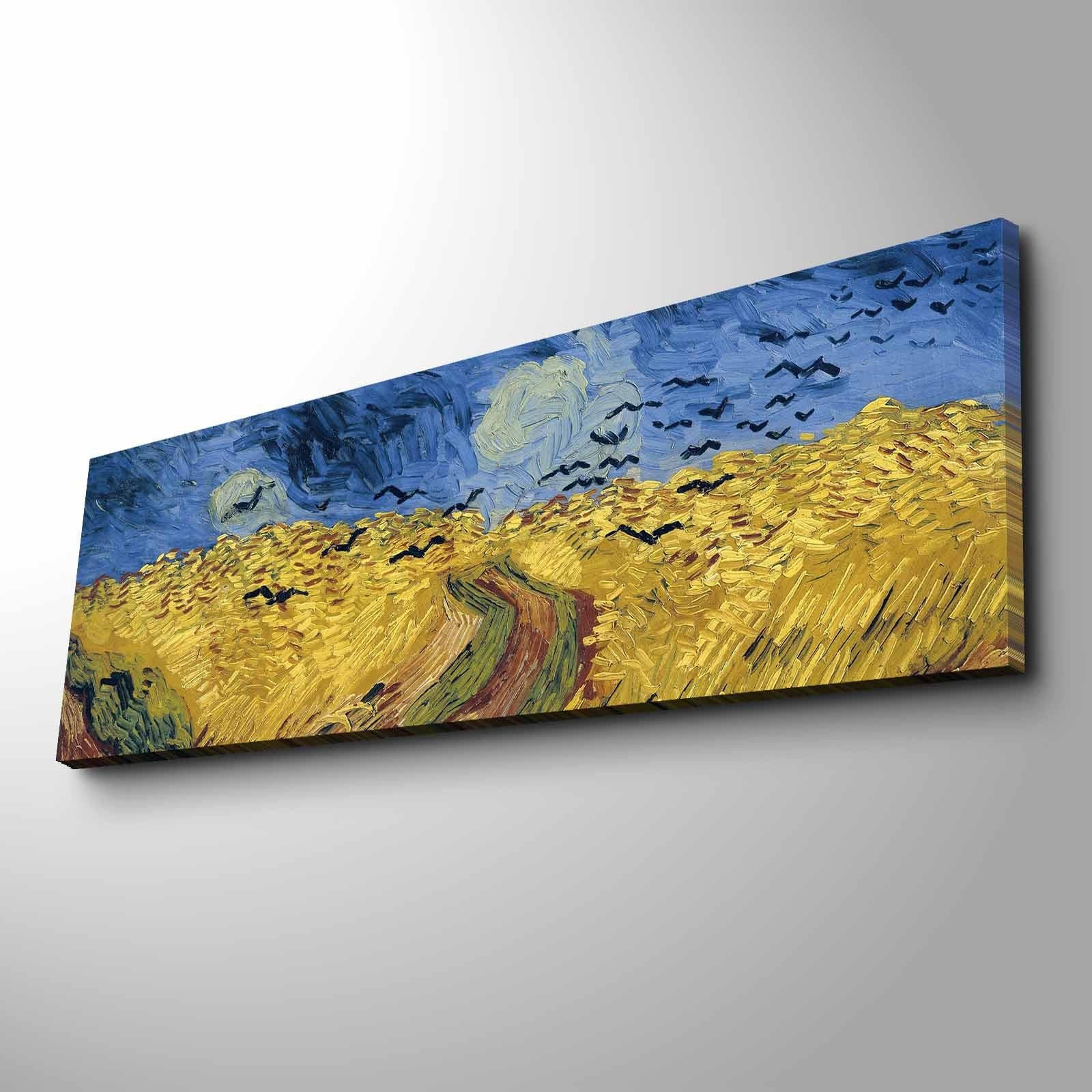 Pintura decorativa em tela de Vincent van Gogh, 30 x 90 cm, 100% camurça, moldura de madeira de 3 cm | Arte elegante para decoração de casa e escritório