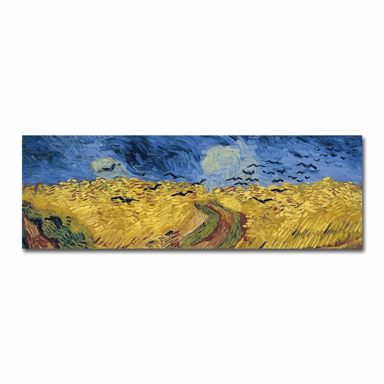 Pintura decorativa em tela de Vincent van Gogh, 30 x 90 cm, 100% camurça, moldura de madeira de 3 cm | Arte elegante para decoração de casa e escritório
