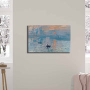 Pintura decorativa em tela de Claude Monet, 45 x 70 cm, 100% camurça, moldura 100% madeira (3 cm de espessura) | Arte elegante para decoração de casa e escritório