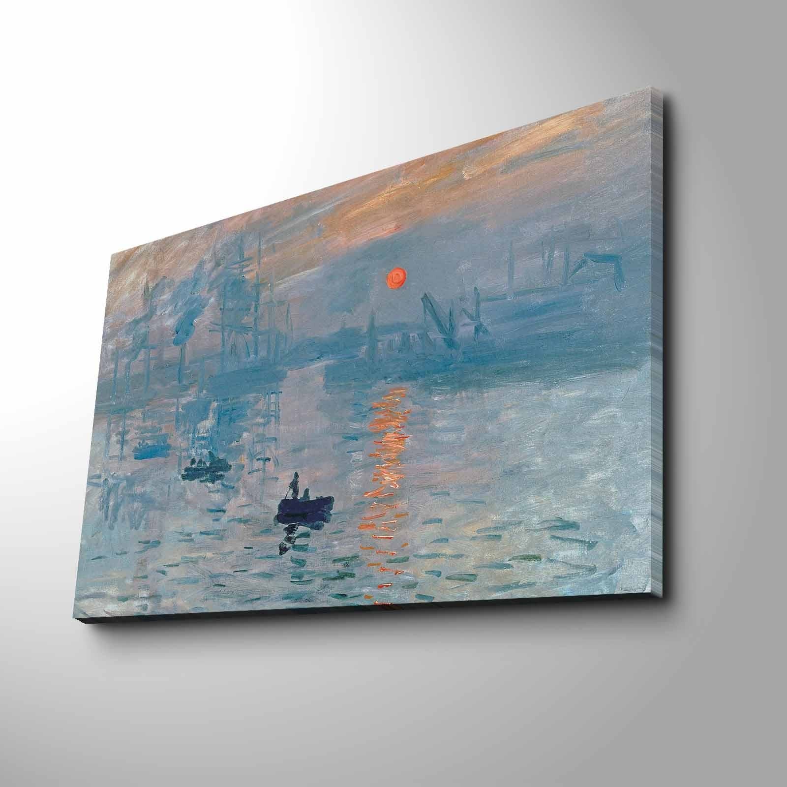 Pintura decorativa em tela de Claude Monet, 45 x 70 cm, 100% camurça, moldura 100% madeira (3 cm de espessura) | Arte elegante para decoração de casa e escritório