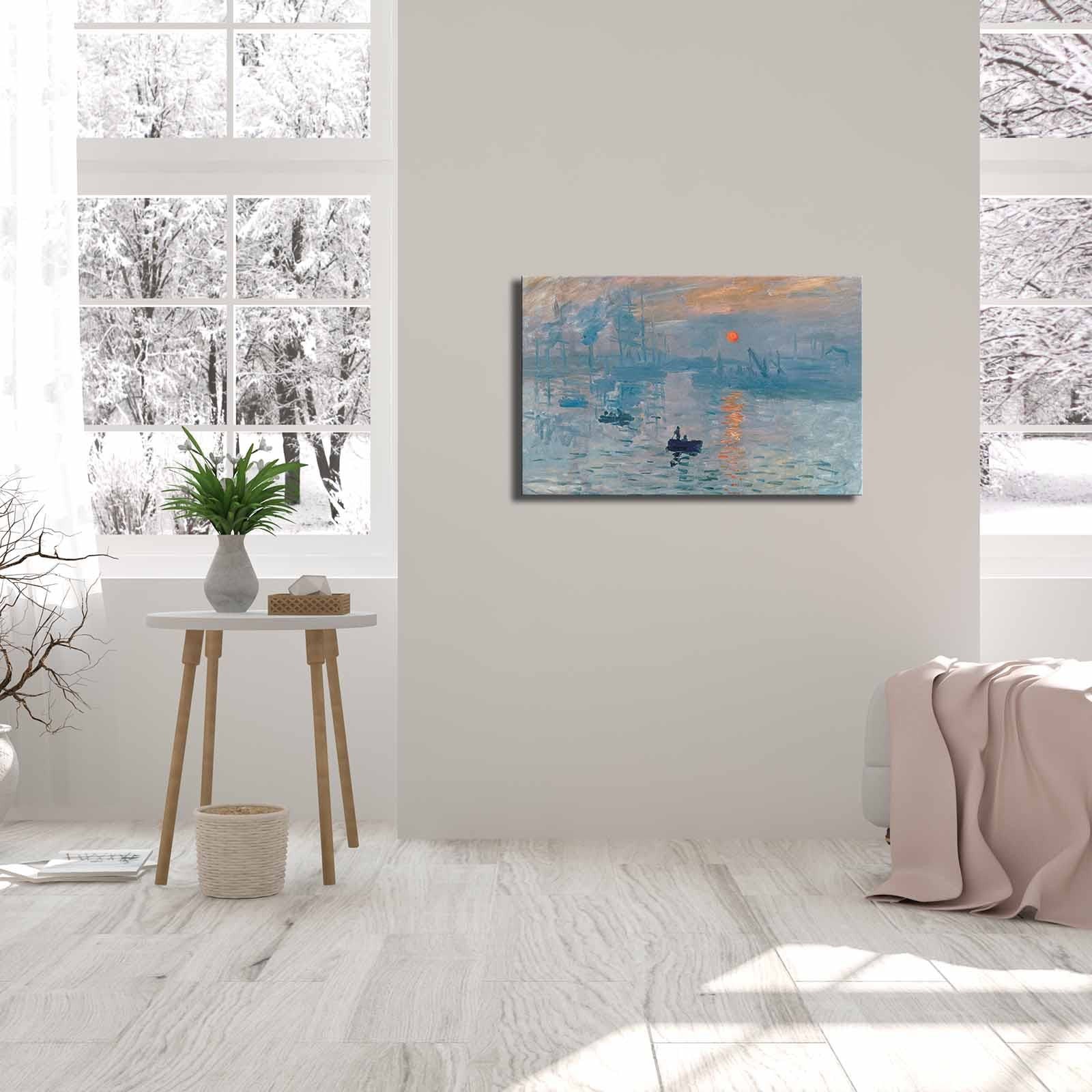 Pintura decorativa em tela de Claude Monet, 45 x 70 cm, 100% camurça, moldura 100% madeira (3 cm de espessura) | Arte elegante para decoração de casa e escritório