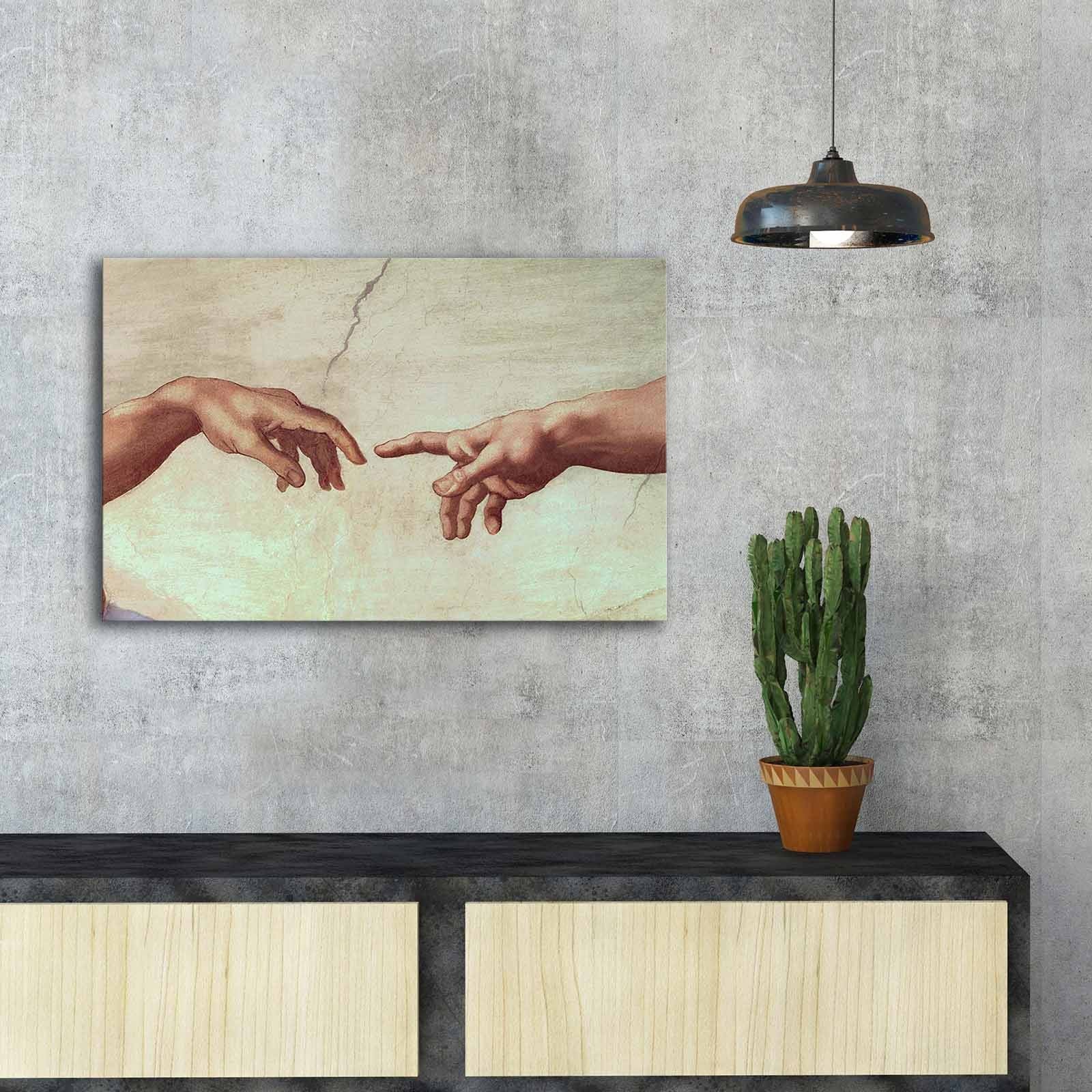 Pintura decorativa em tela de Michelangelo Buonarroti, 45 x 70 cm, 100% camurça, moldura de madeira de 3 cm | Arte elegante para decoração de casa e escritório