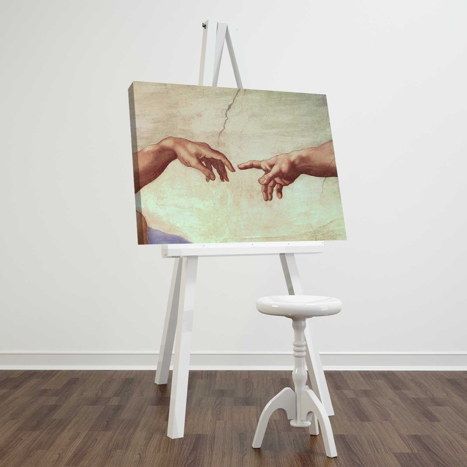 Pintura decorativa em tela de Michelangelo Buonarroti, 45 x 70 cm, 100% camurça, moldura de madeira de 3 cm | Arte elegante para decoração de casa e escritório