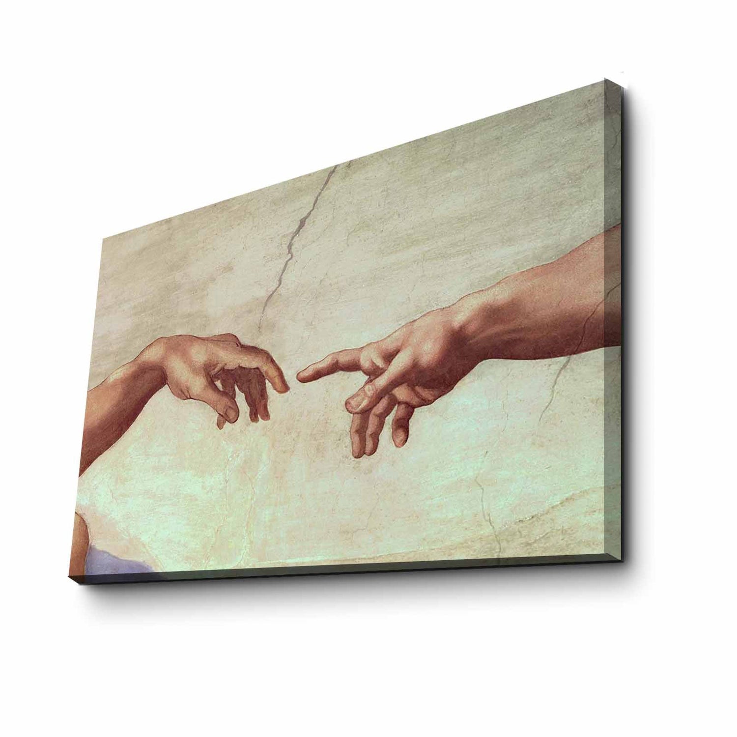 Pintura decorativa em tela de Michelangelo Buonarroti, 45 x 70 cm, 100% camurça, moldura de madeira de 3 cm | Arte elegante para decoração de casa e escritório
