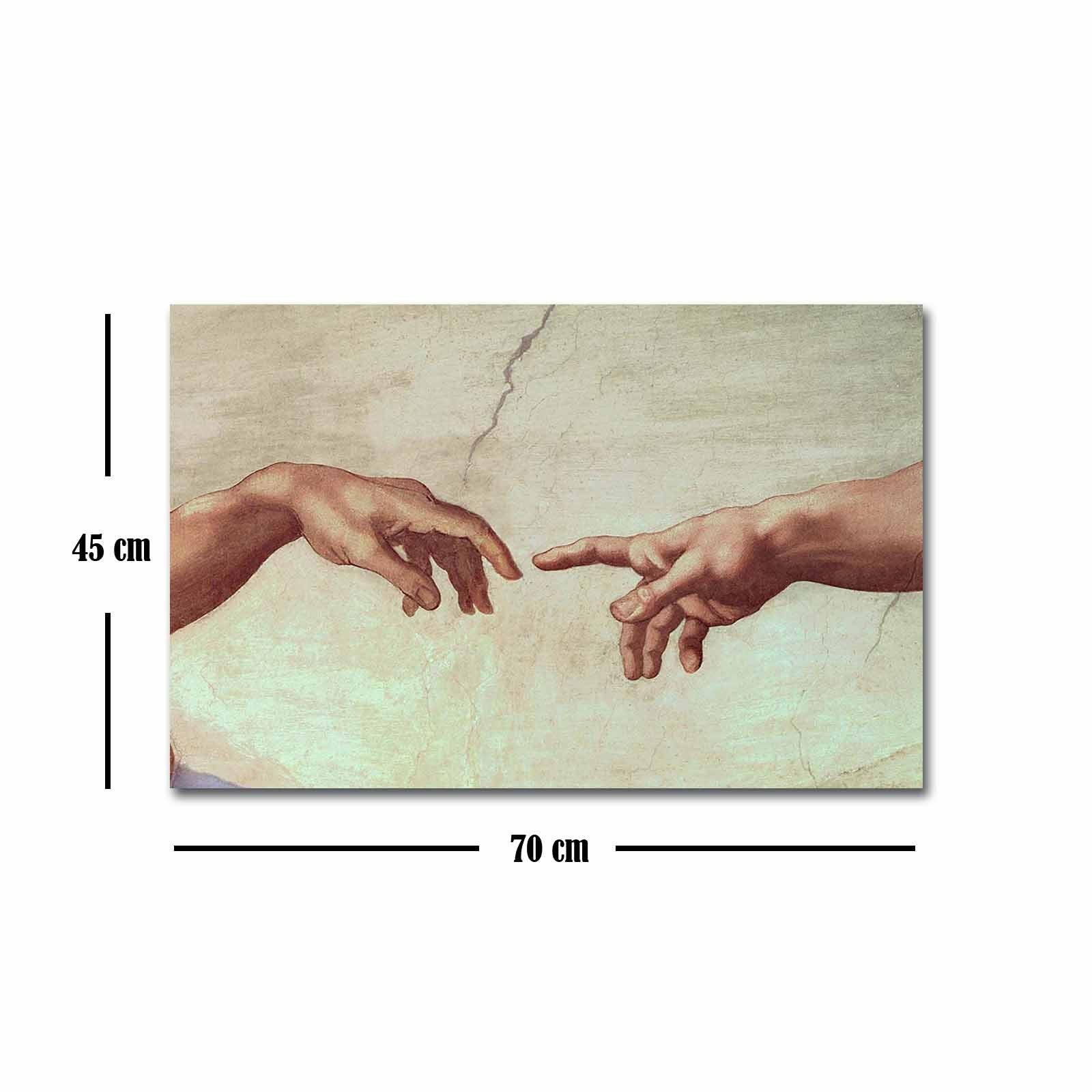 Pintura decorativa em tela de Michelangelo Buonarroti, 45 x 70 cm, 100% camurça, moldura de madeira de 3 cm | Arte elegante para decoração de casa e escritório