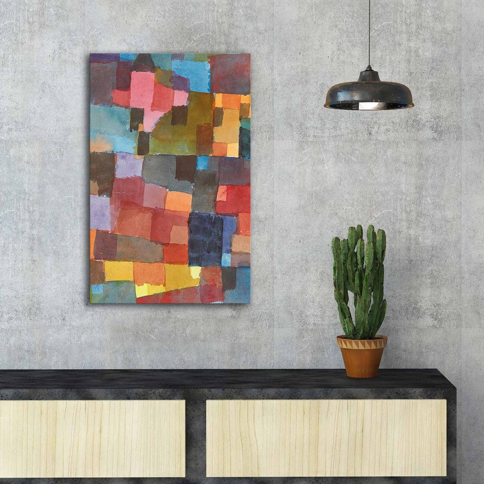 Pintura decorativa em tela de Paul Klee, 45 x 70 cm, 100% camurça, moldura 100% madeira (3 cm de espessura) | Arte elegante para decoração de casa e escritório