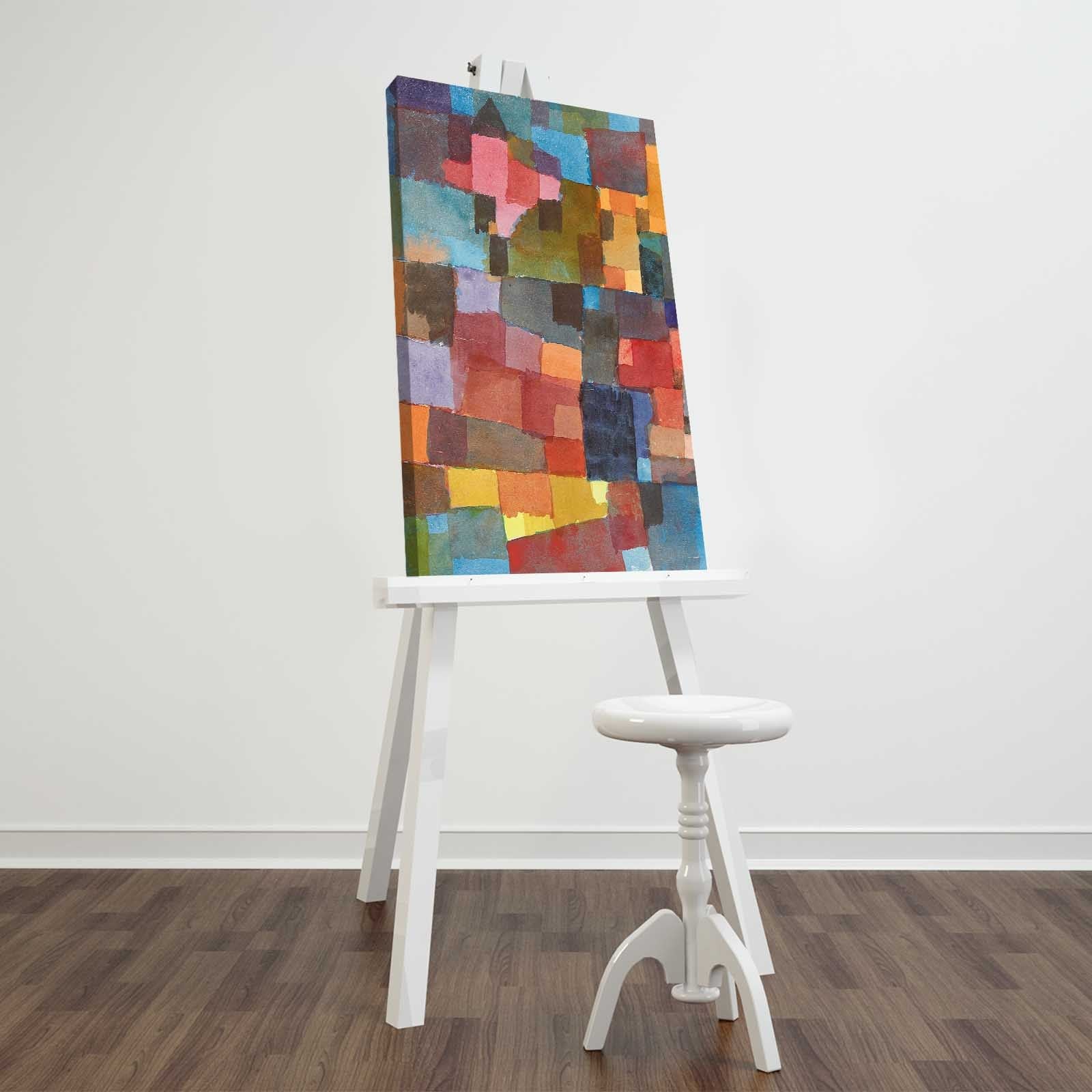Pintura decorativa em tela de Paul Klee, 45 x 70 cm, 100% camurça, moldura 100% madeira (3 cm de espessura) | Arte elegante para decoração de casa e escritório