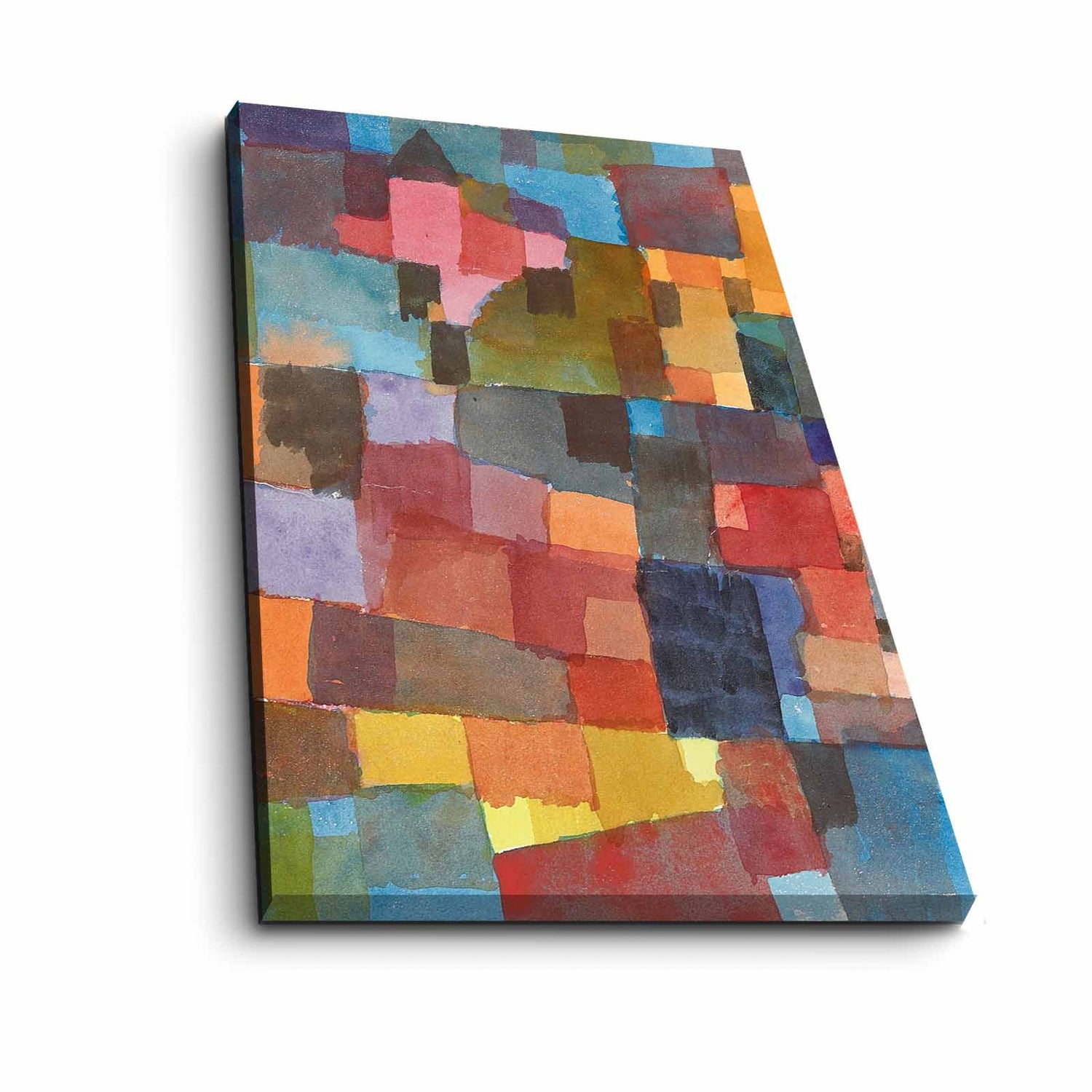 Pintura decorativa em tela de Paul Klee, 45 x 70 cm, 100% camurça, moldura 100% madeira (3 cm de espessura) | Arte elegante para decoração de casa e escritório
