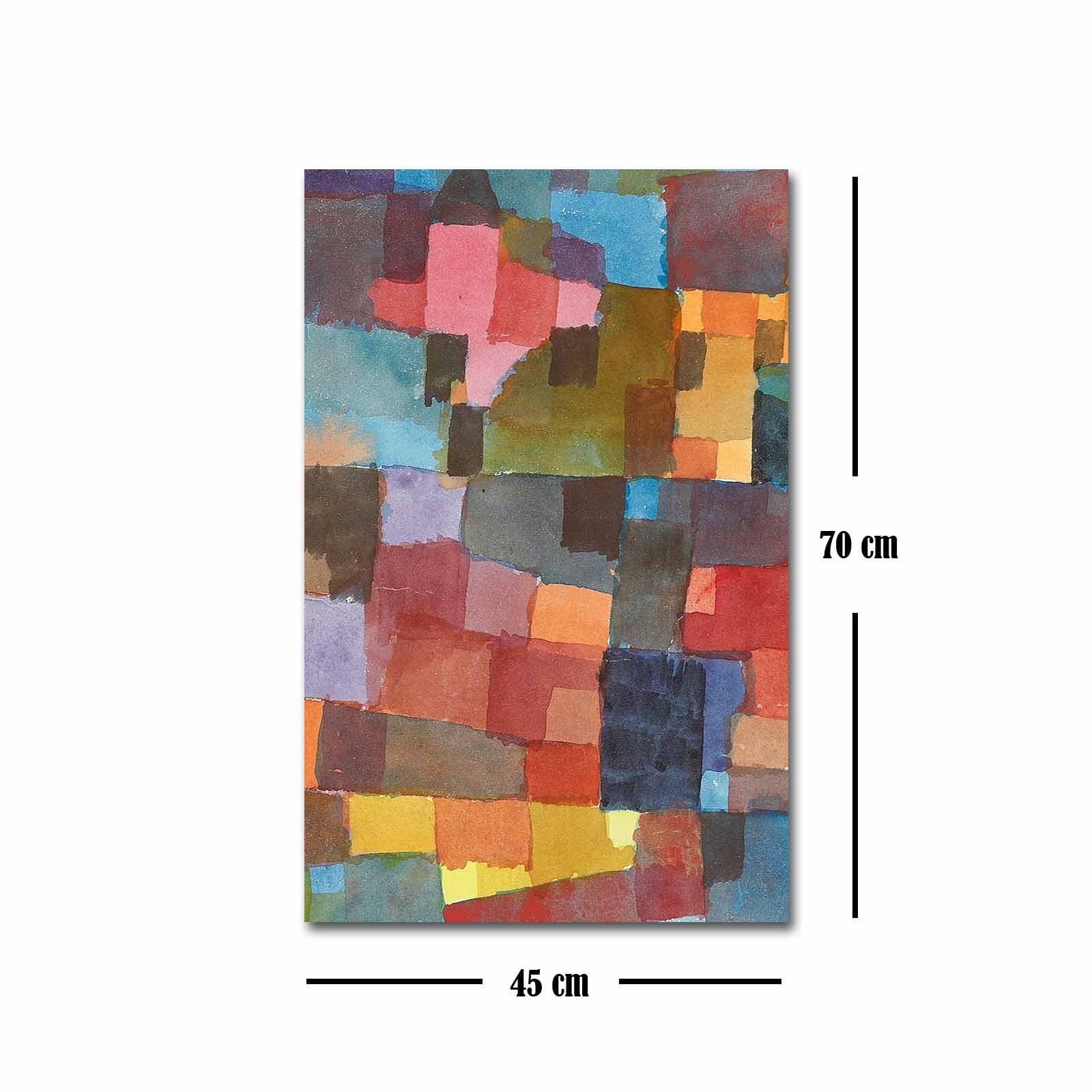 Pintura decorativa em tela de Paul Klee, 45 x 70 cm, 100% camurça, moldura 100% madeira (3 cm de espessura) | Arte elegante para decoração de casa e escritório