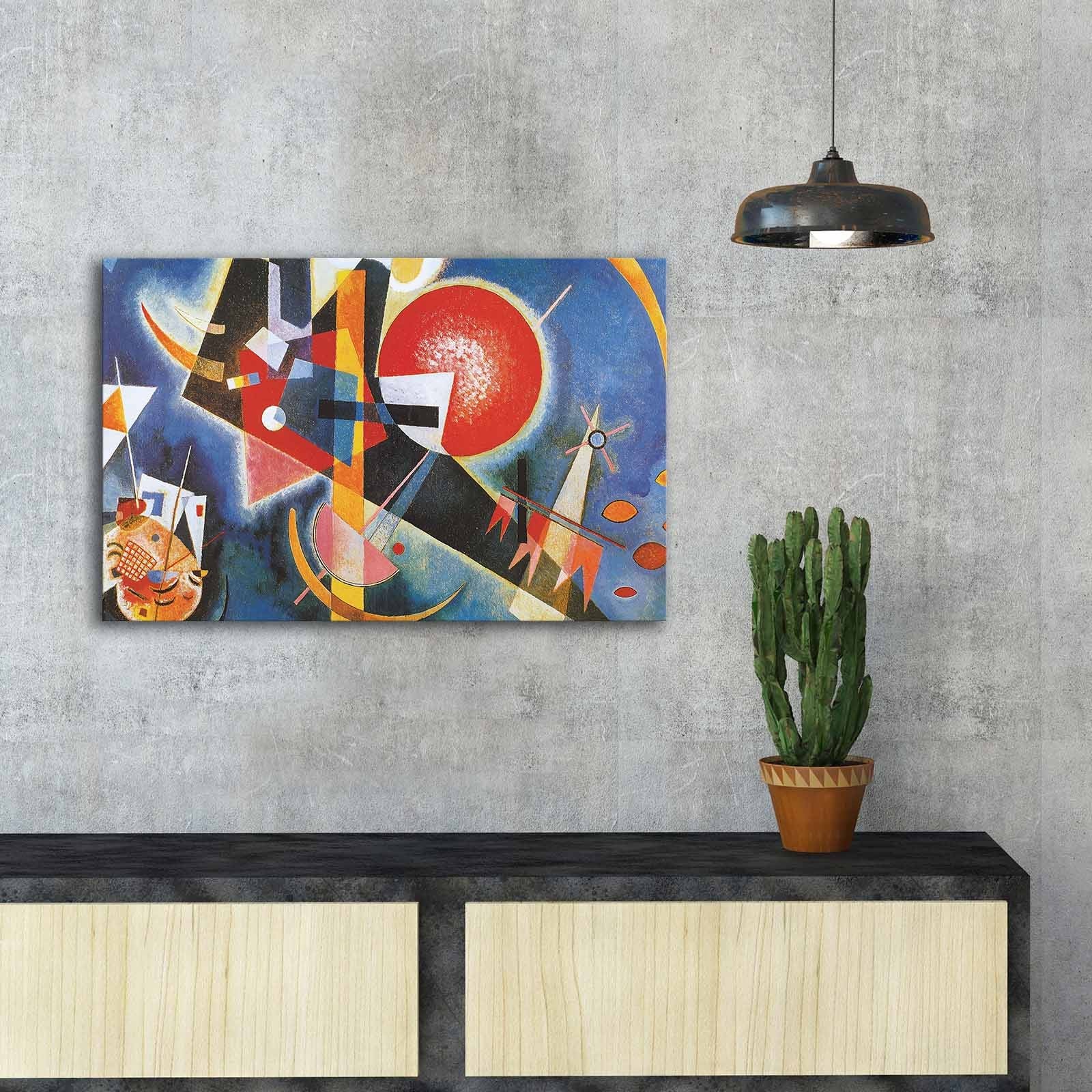 Pintura decorativa em tela de Wassily Kandinsky, 45 x 70 cm, 100% camurça, moldura 100% madeira (3 cm de espessura) | Arte elegante para decoração de casa e escritório