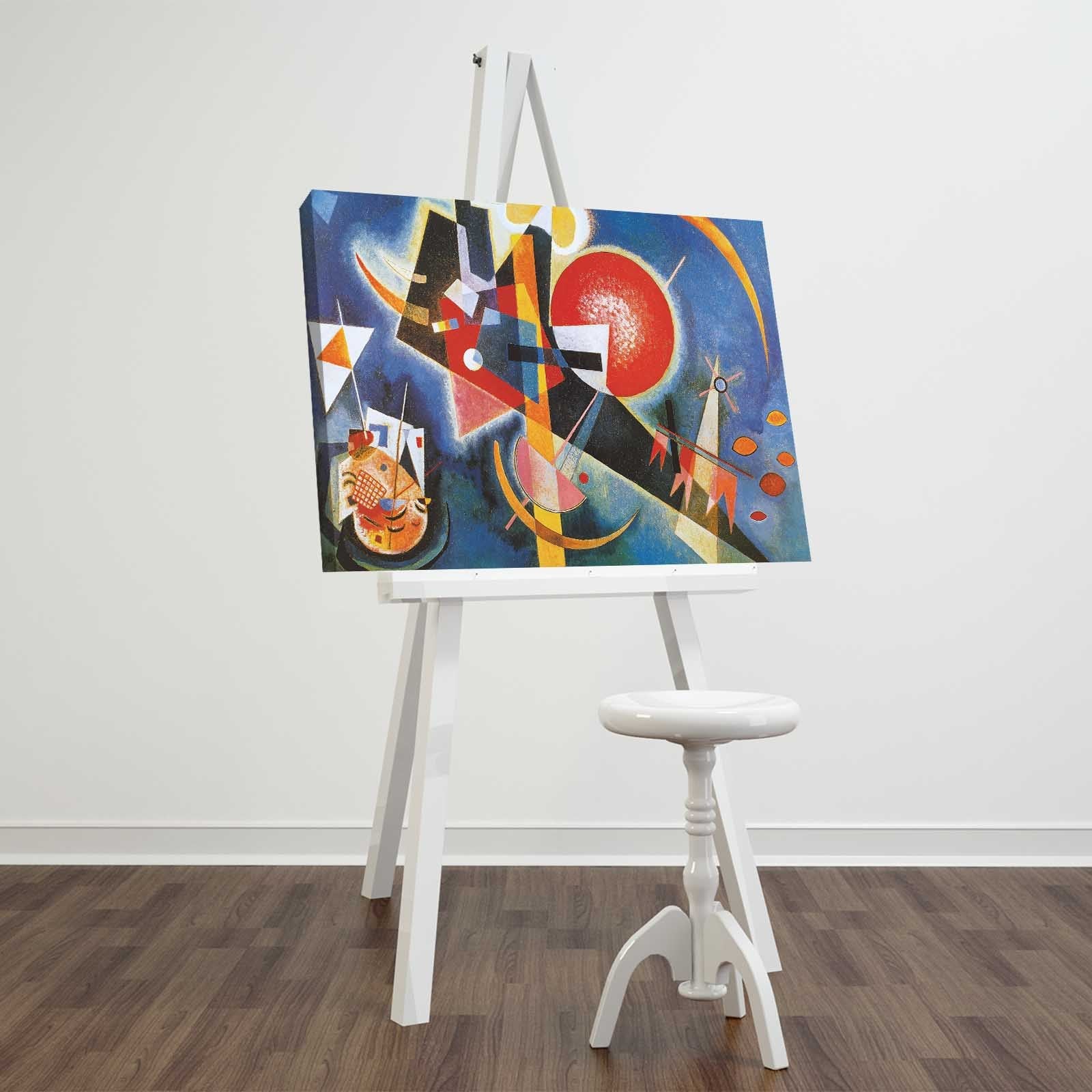 Pintura decorativa em tela de Wassily Kandinsky, 45 x 70 cm, 100% camurça, moldura 100% madeira (3 cm de espessura) | Arte elegante para decoração de casa e escritório