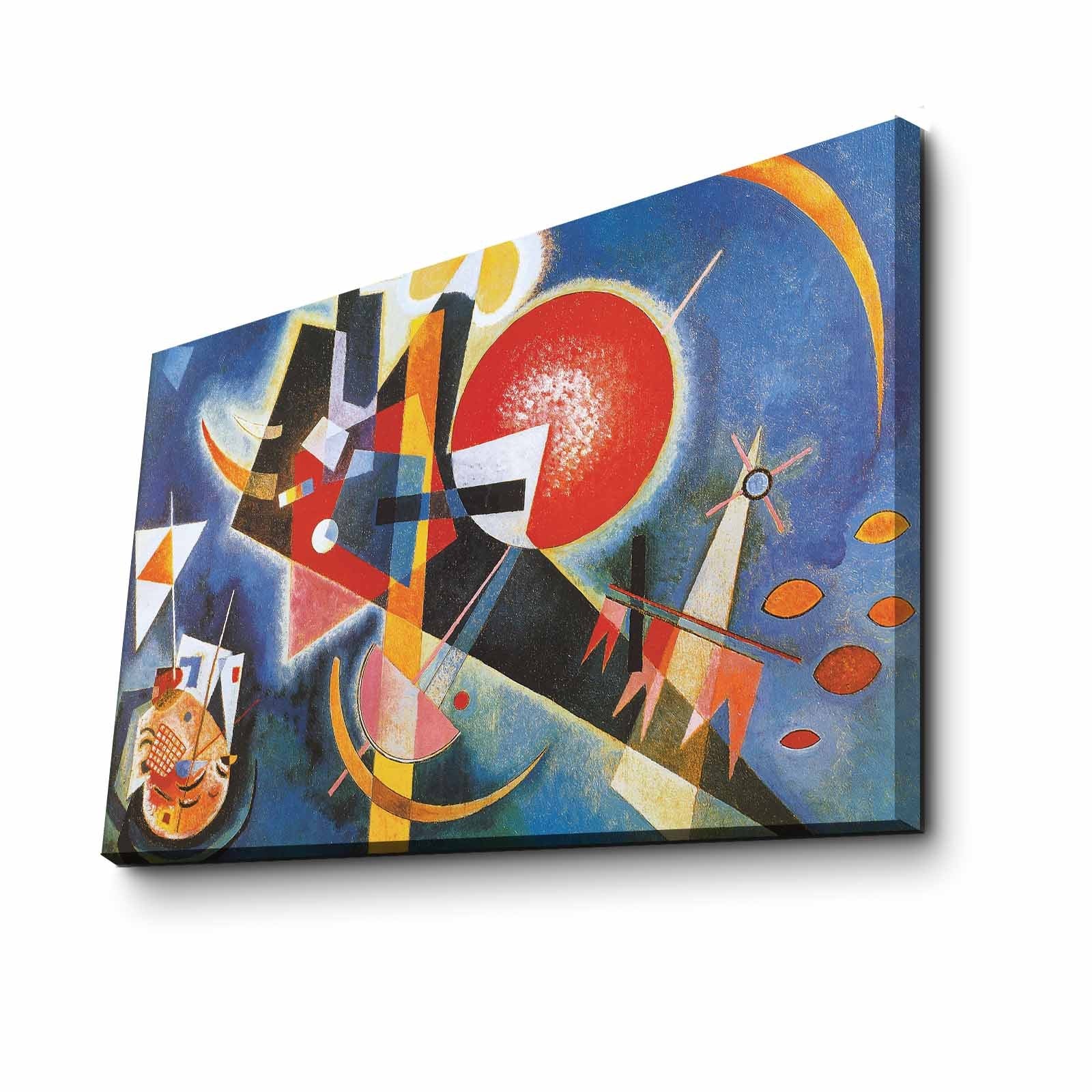 Pintura decorativa em tela de Wassily Kandinsky, 45 x 70 cm, 100% camurça, moldura 100% madeira (3 cm de espessura) | Arte elegante para decoração de casa e escritório