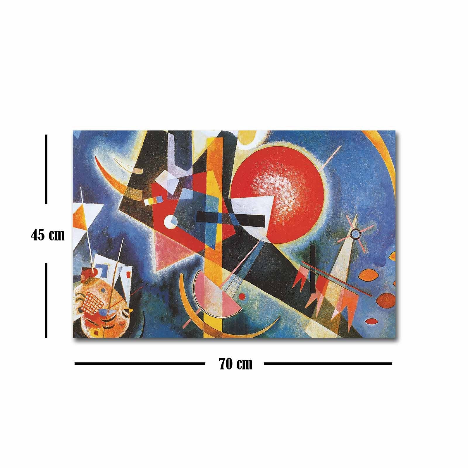 Pintura decorativa em tela de Wassily Kandinsky, 45 x 70 cm, 100% camurça, moldura 100% madeira (3 cm de espessura) | Arte elegante para decoração de casa e escritório
