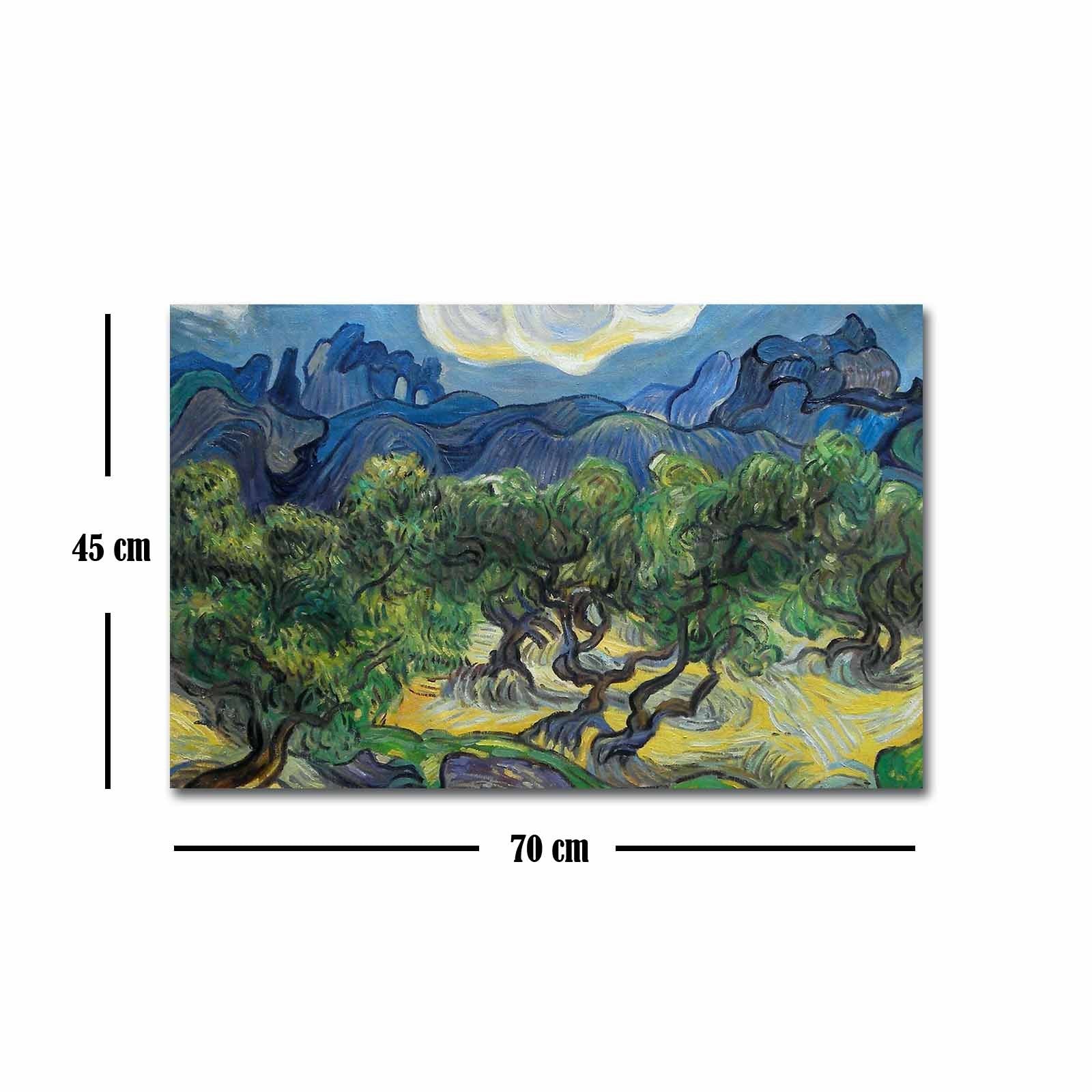 Pintura decorativa em tela de Van Gogh, 45 x 70 cm, 100% camurça, moldura 100% madeira (3 cm de espessura) | Arte elegante para decoração de casa e escritório