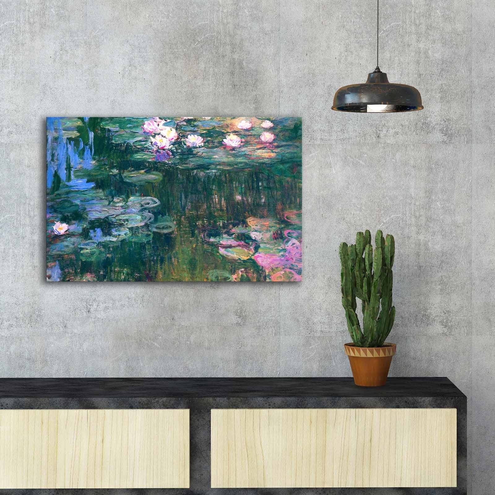 Pintura decorativa em tela de Claude Monet, 45 x 70 cm, 100% camurça, moldura 100% madeira (3 cm de espessura) | Arte elegante para decoração de casa e escritório