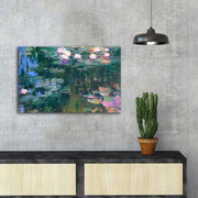 Pintura decorativa em tela de Claude Monet, 45 x 70 cm, 100% camurça, moldura 100% madeira (3 cm de espessura) | Arte elegante para decoração de casa e escritório
