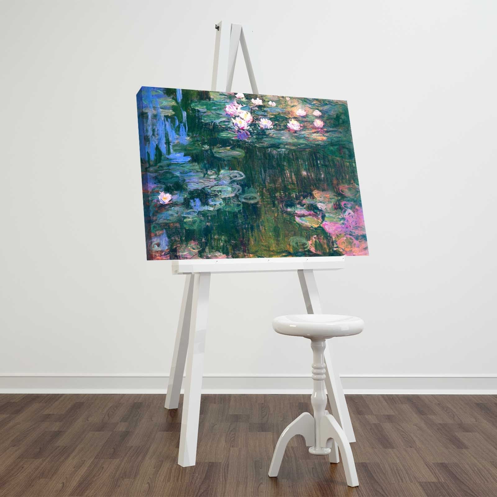 Pintura decorativa em tela de Claude Monet, 45 x 70 cm, 100% camurça, moldura 100% madeira (3 cm de espessura) | Arte elegante para decoração de casa e escritório