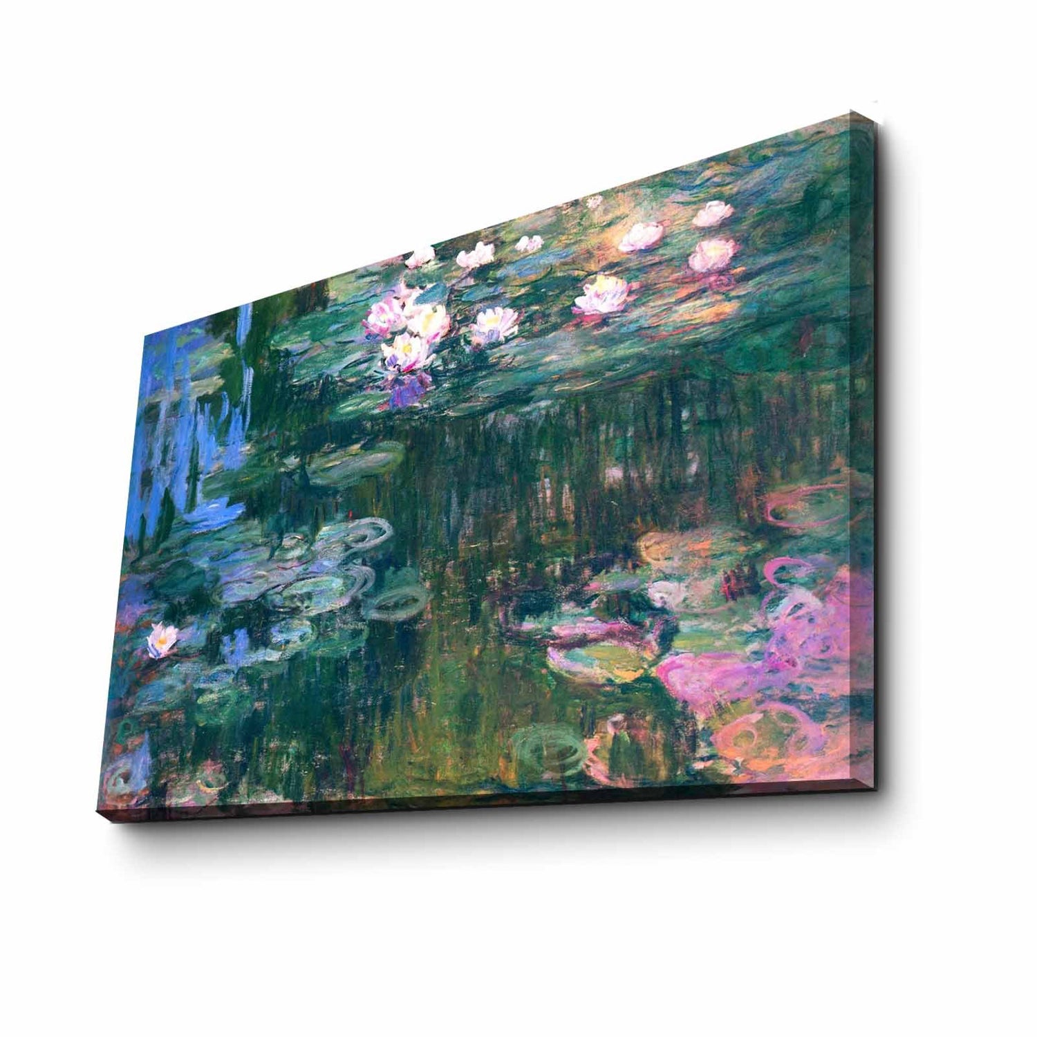 Pintura decorativa em tela de Claude Monet, 45 x 70 cm, 100% camurça, moldura 100% madeira (3 cm de espessura) | Arte elegante para decoração de casa e escritório