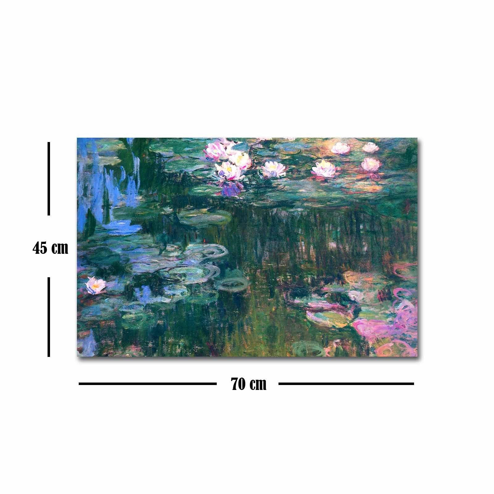 Pintura decorativa em tela de Claude Monet, 45 x 70 cm, 100% camurça, moldura 100% madeira (3 cm de espessura) | Arte elegante para decoração de casa e escritório