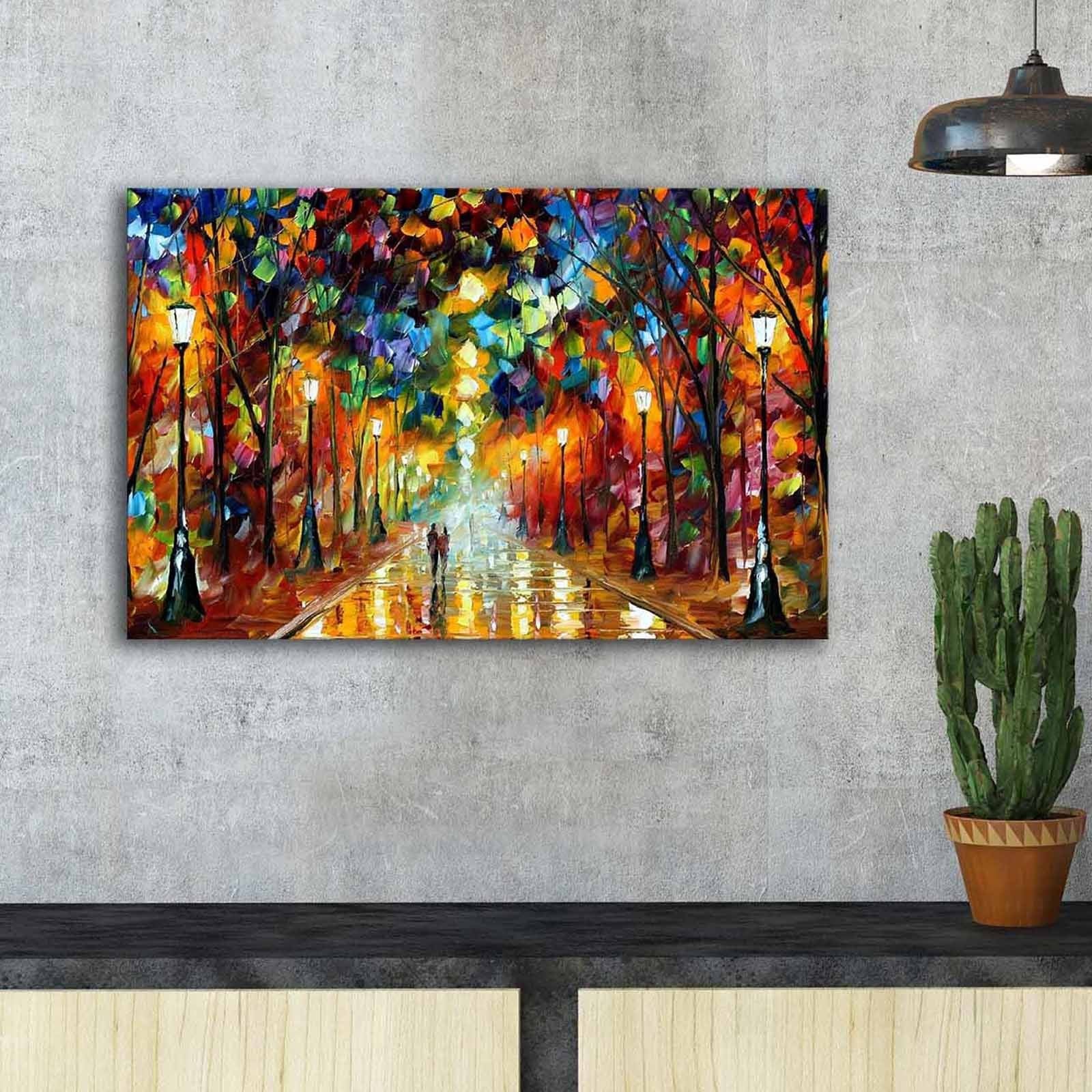 Pintura em tela "Adeus à Raiva" de Leonid Afremov, 45 x 70 cm, 100% camurça, moldura 100% madeira (3 cm de espessura) | Arte de parede deslumbrante para decoração de casa