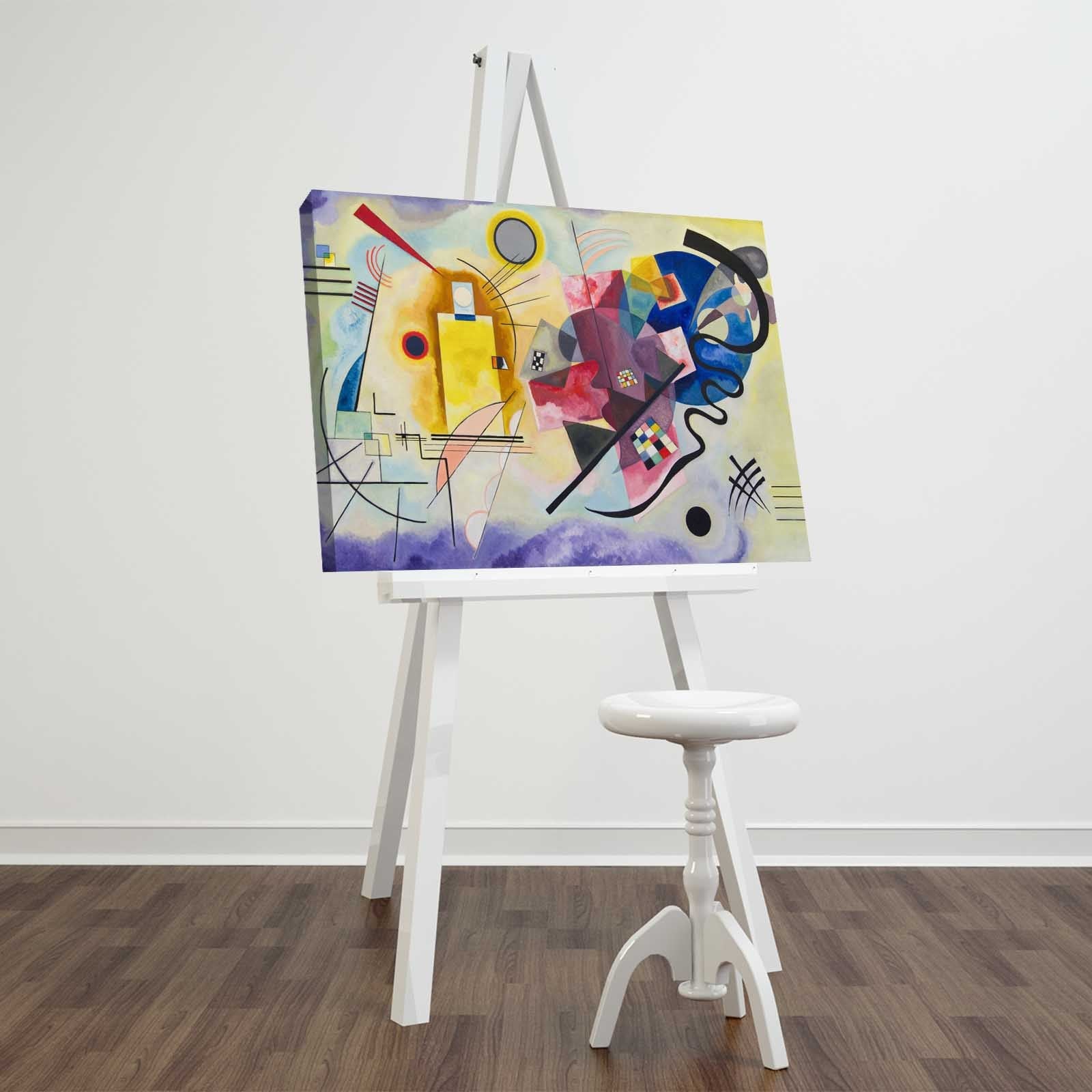 Impressionante pintura decorativa em tela de Kandinsky, 45 x 70 cm, 100% camurça, moldura 100% madeira (3 cm de espessura) | Perfeito para amantes de decoração e arte