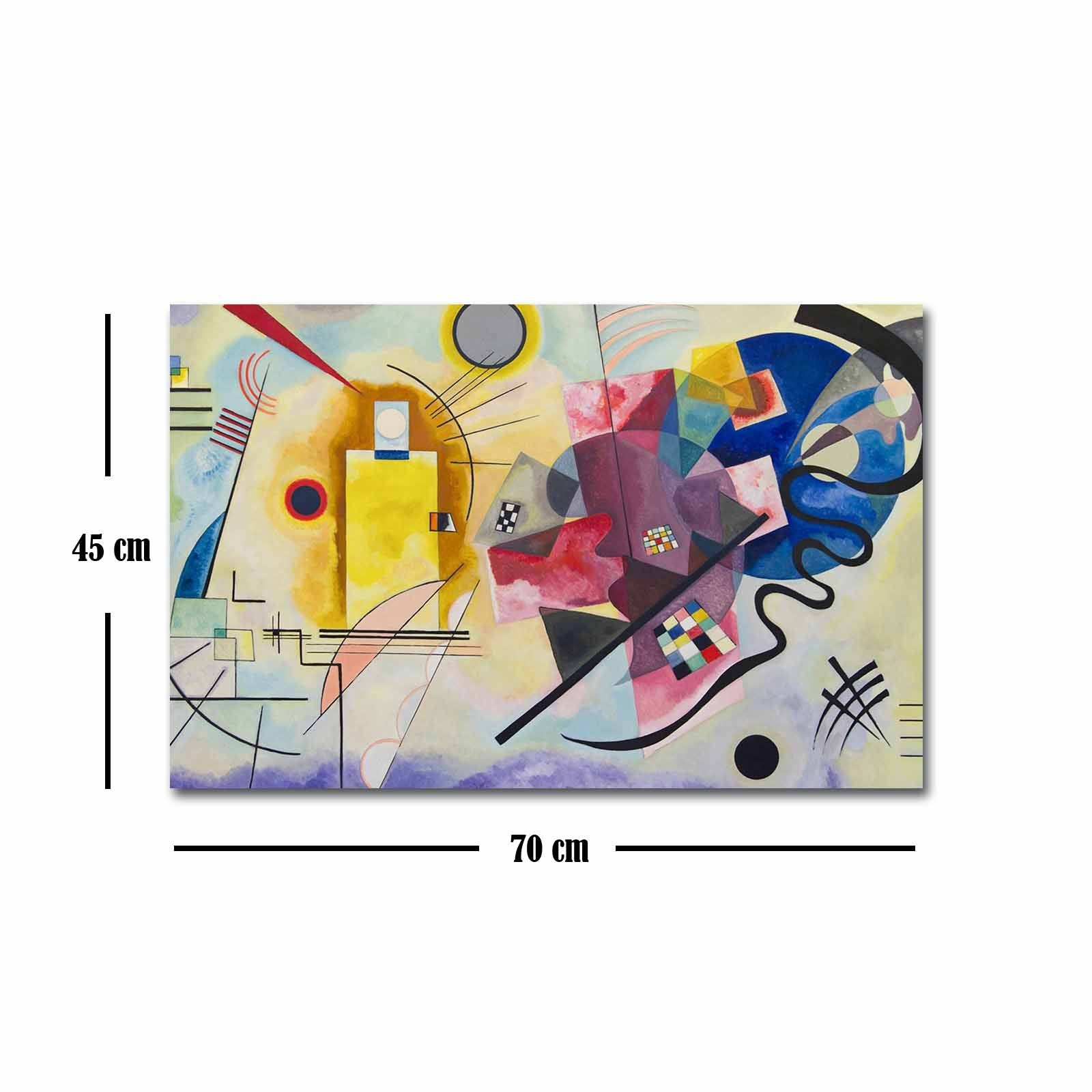 Impressionante pintura decorativa em tela de Kandinsky, 45 x 70 cm, 100% camurça, moldura 100% madeira (3 cm de espessura) | Perfeito para amantes de decoração e arte