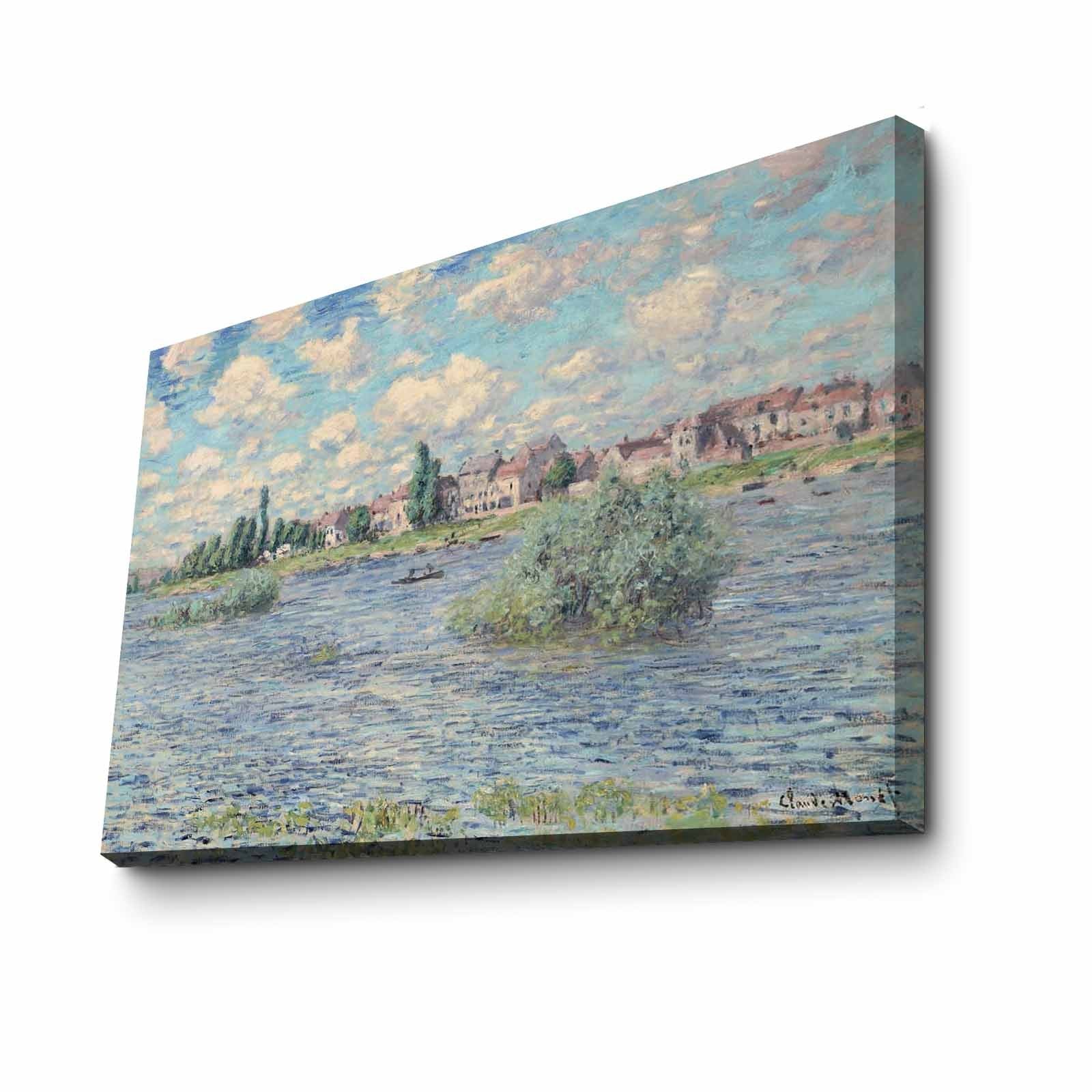 Pintura decorativa em tela de Claude Monet, 70 x 100 cm, 100% camurça, moldura 100% madeira (3 cm de espessura) | Arte elegante para decoração de casa e escritório