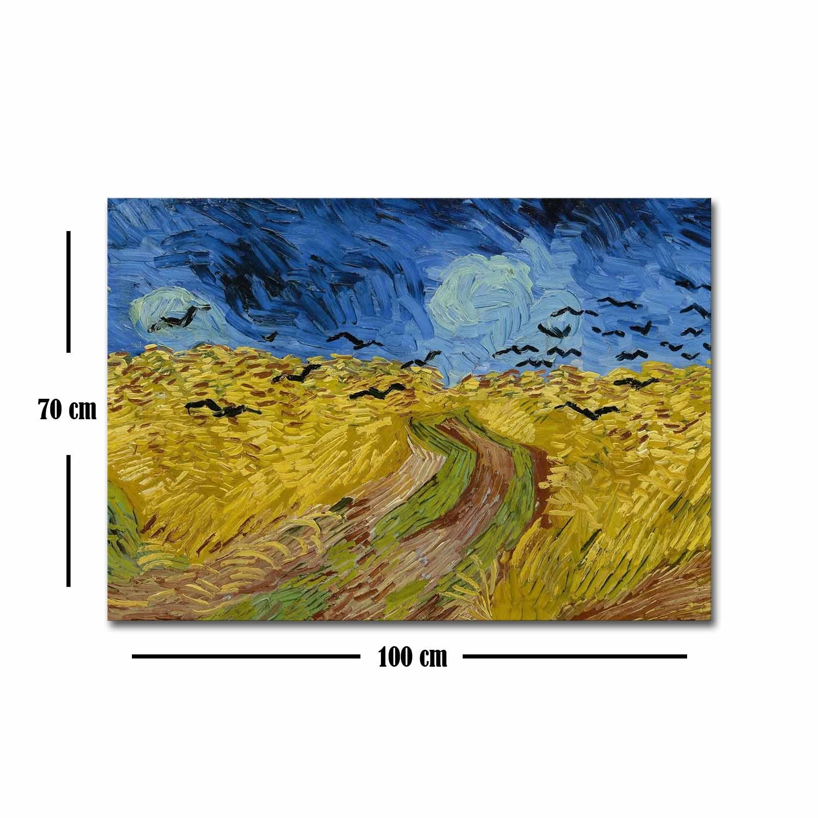 Pintura decorativa em tela de Van Gogh, 70 x 100 cm, 100% camurça, moldura 100% madeira (3 cm de espessura) | Arte elegante para decoração de casa e escritório