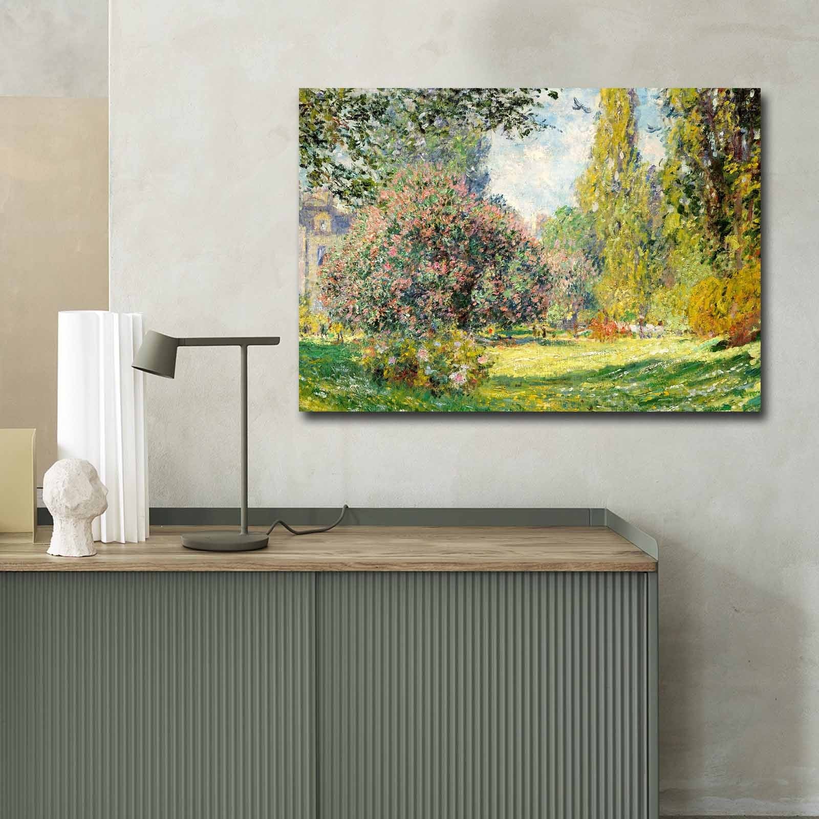 Pintura decorativa em tela de Claude Monet, 70 x 100 cm, 100% camurça, moldura 100% madeira (3 cm de espessura) | Arte elegante para decoração de casa e escritório