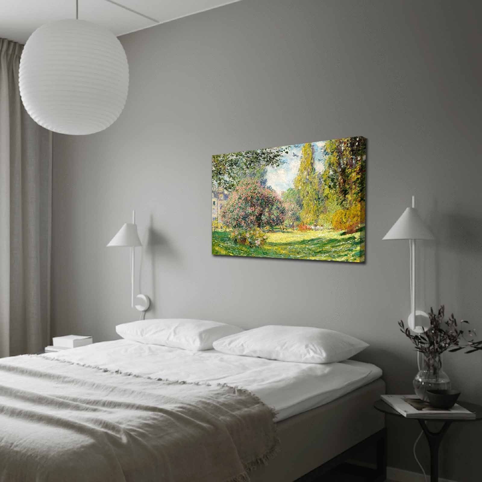 Pintura decorativa em tela de Claude Monet, 70 x 100 cm, 100% camurça, moldura 100% madeira (3 cm de espessura) | Arte elegante para decoração de casa e escritório