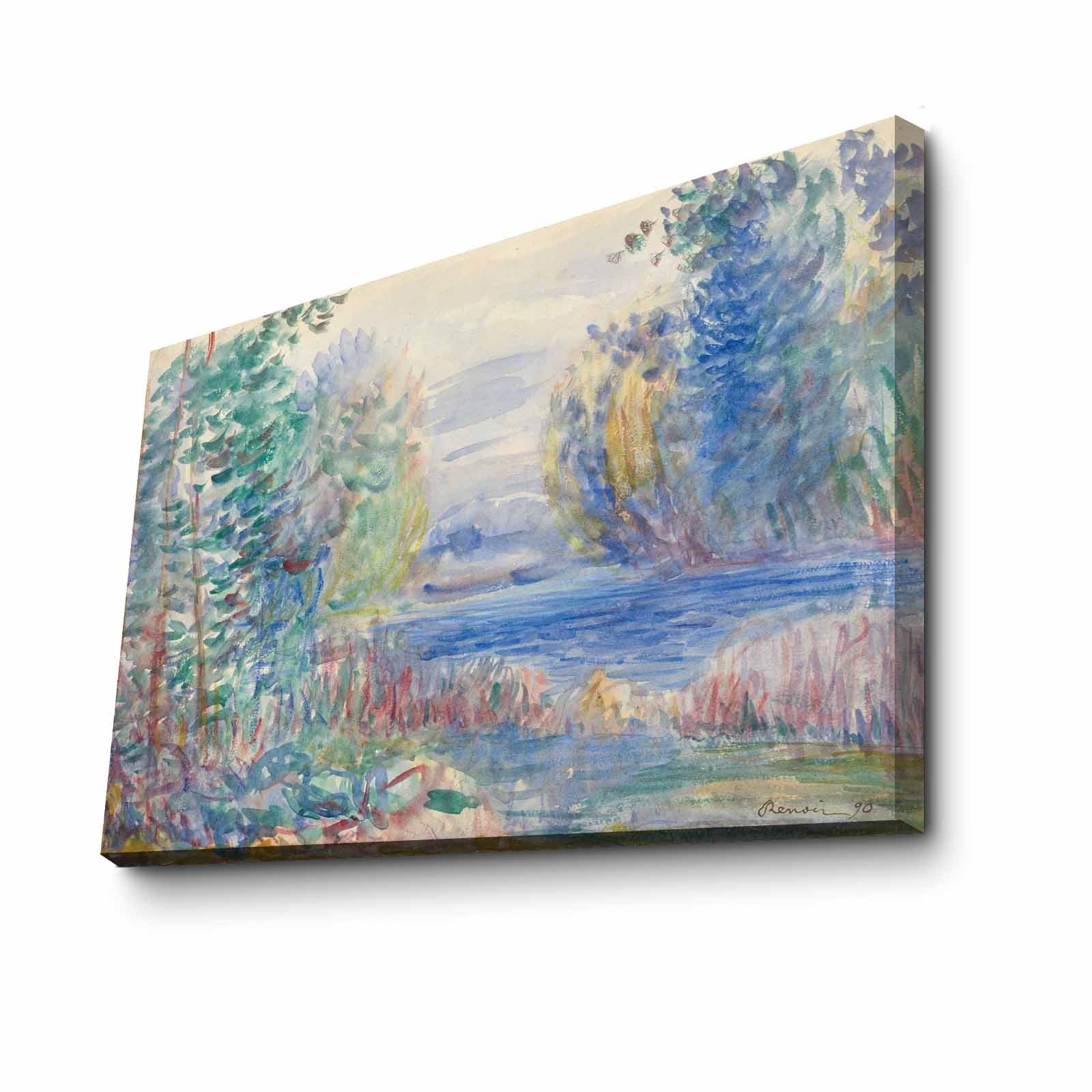 Elegante tela decorativa de Renoir, 70 x 100 cm, 100% camurça, emoldurada em 100% madeira (3 cm de espessura) | Perfeito para amantes de decoração e arte